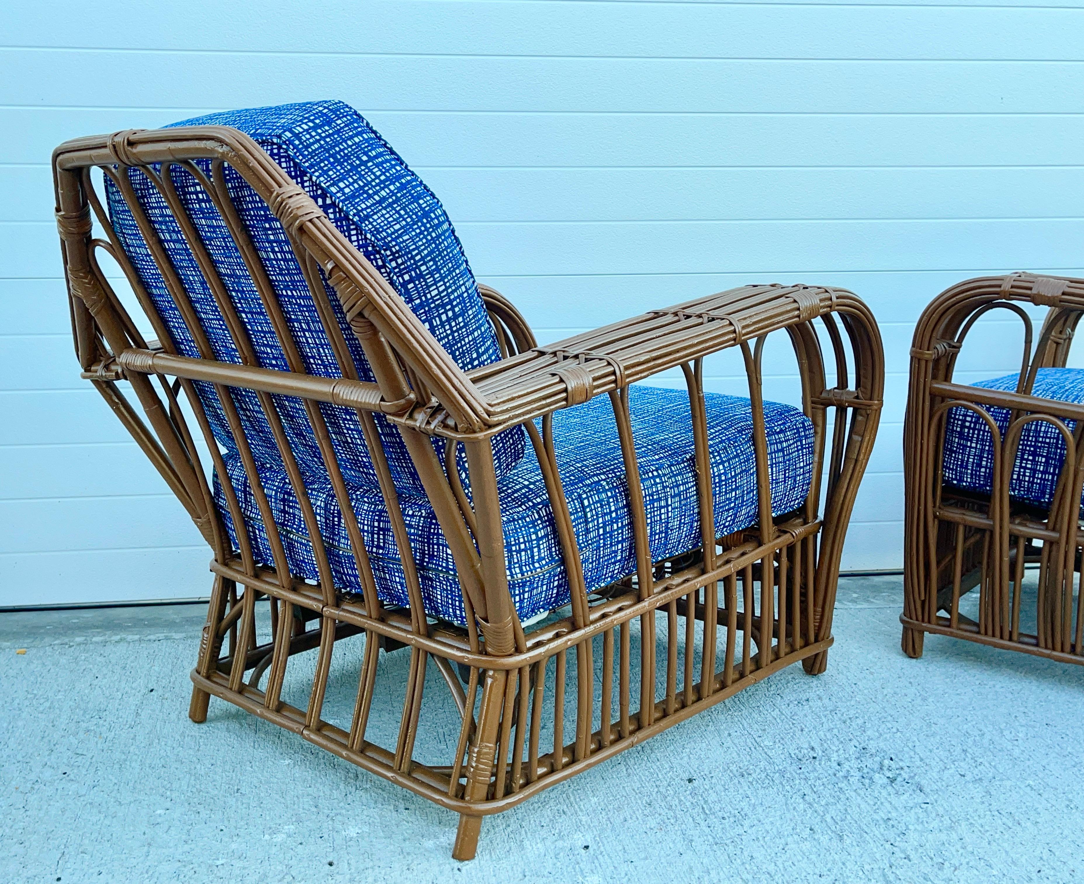 Paired American Art Deco Stick Reed Chairs For Sale 7
