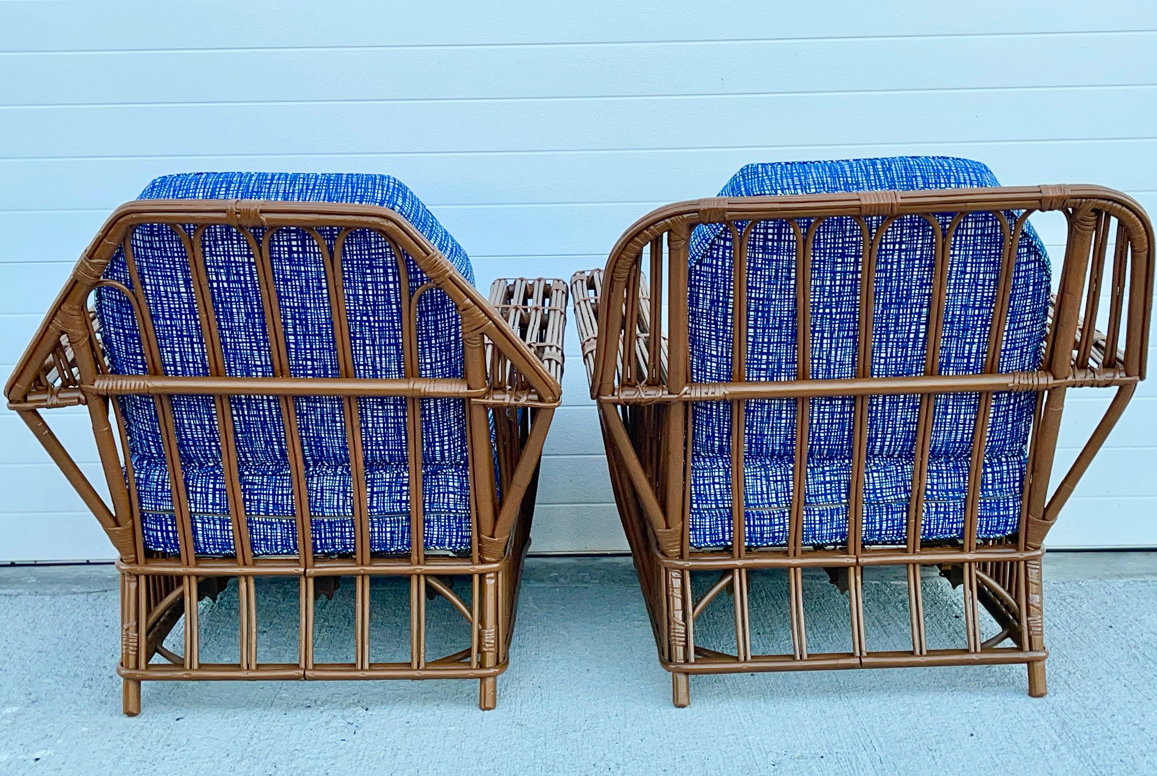 Paired American Art Deco Stick Reed Chairs For Sale 8