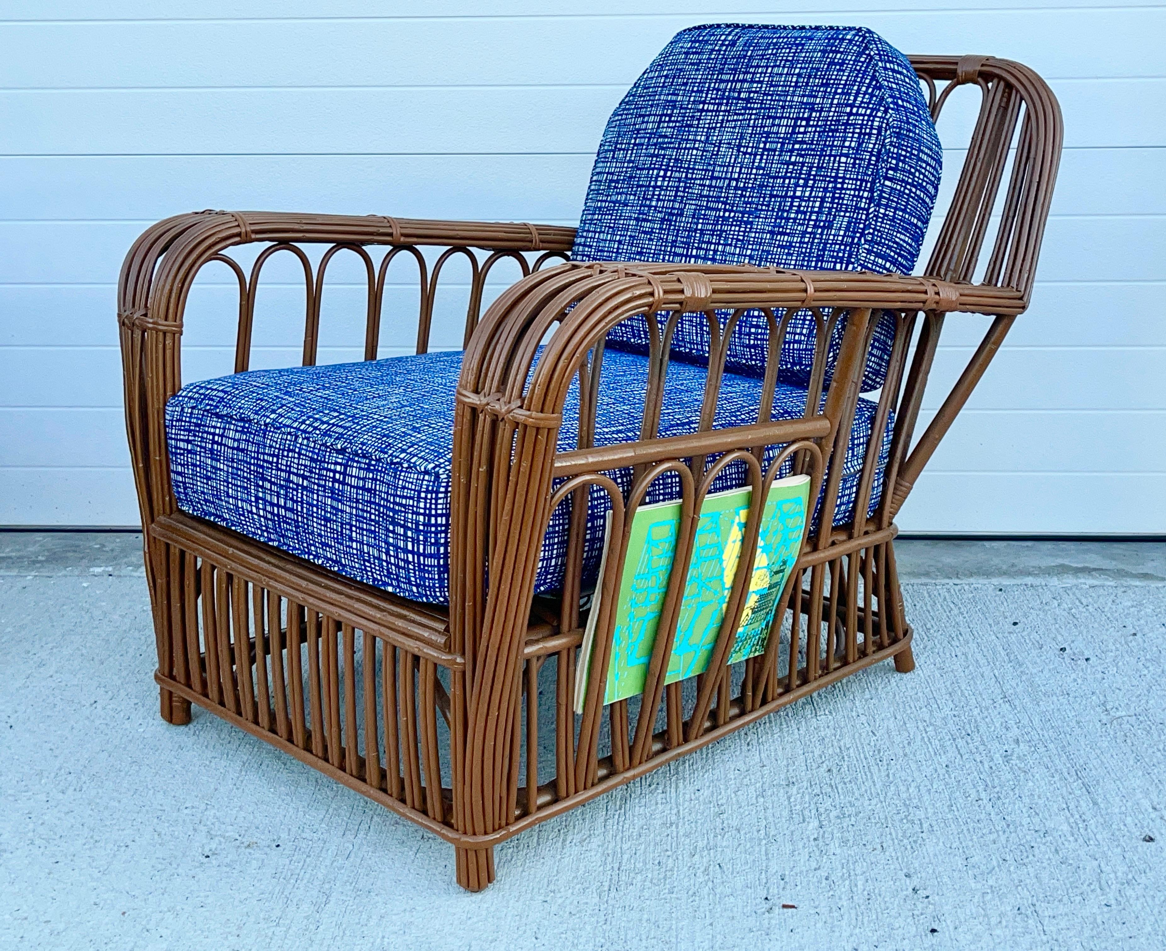 Tissu d'ameublement Paire de chaises américaines Art Deco Sticks Reed en vente