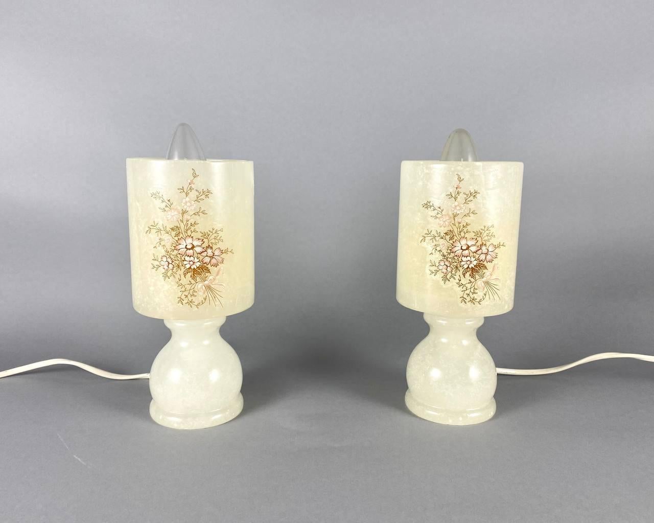 Paired Table Lamps Two Marble Vintage Lamps For Sale 1