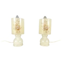 Paired Table Lamps Two Marble Vintage Lamps