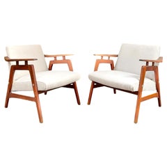 Danish 20th Century Teak Pair of Armchairs 