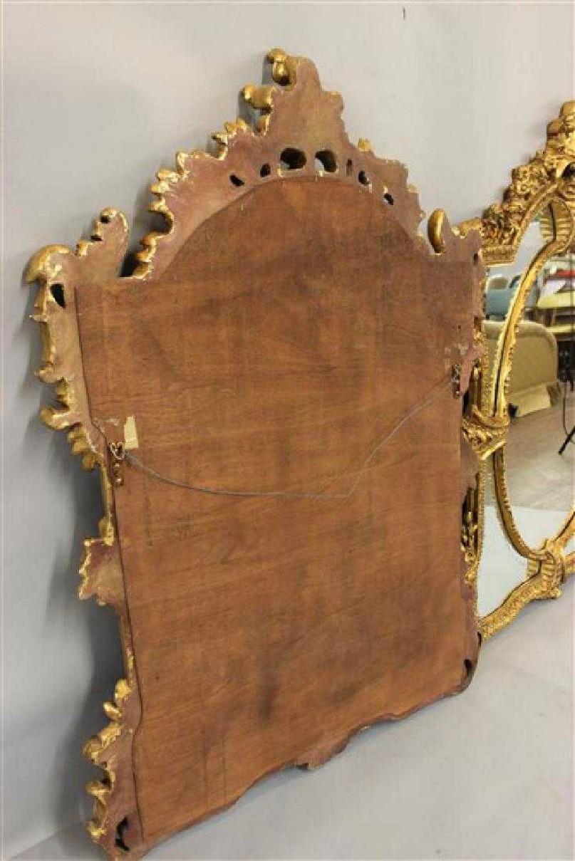 Pair of Monumental Venetian Gilt Carved Framed Etched Glass Wall/Console Mirrors 14