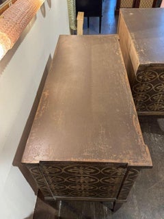 Pairof German Hand Painted Black and White Bedside Tables