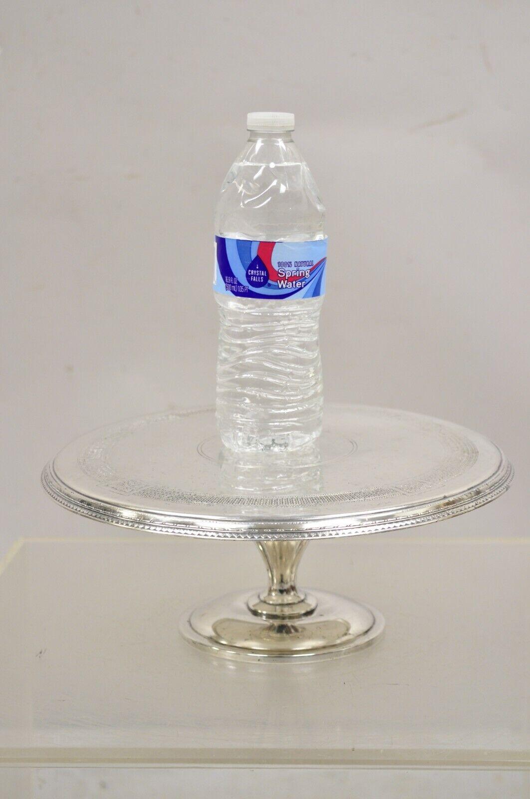 Pairpoint Antique Edwardian Silver Plated Pedestal Base Cake Stand Plate. Circa Early to Mid 1900s. Measurements:  4.5
