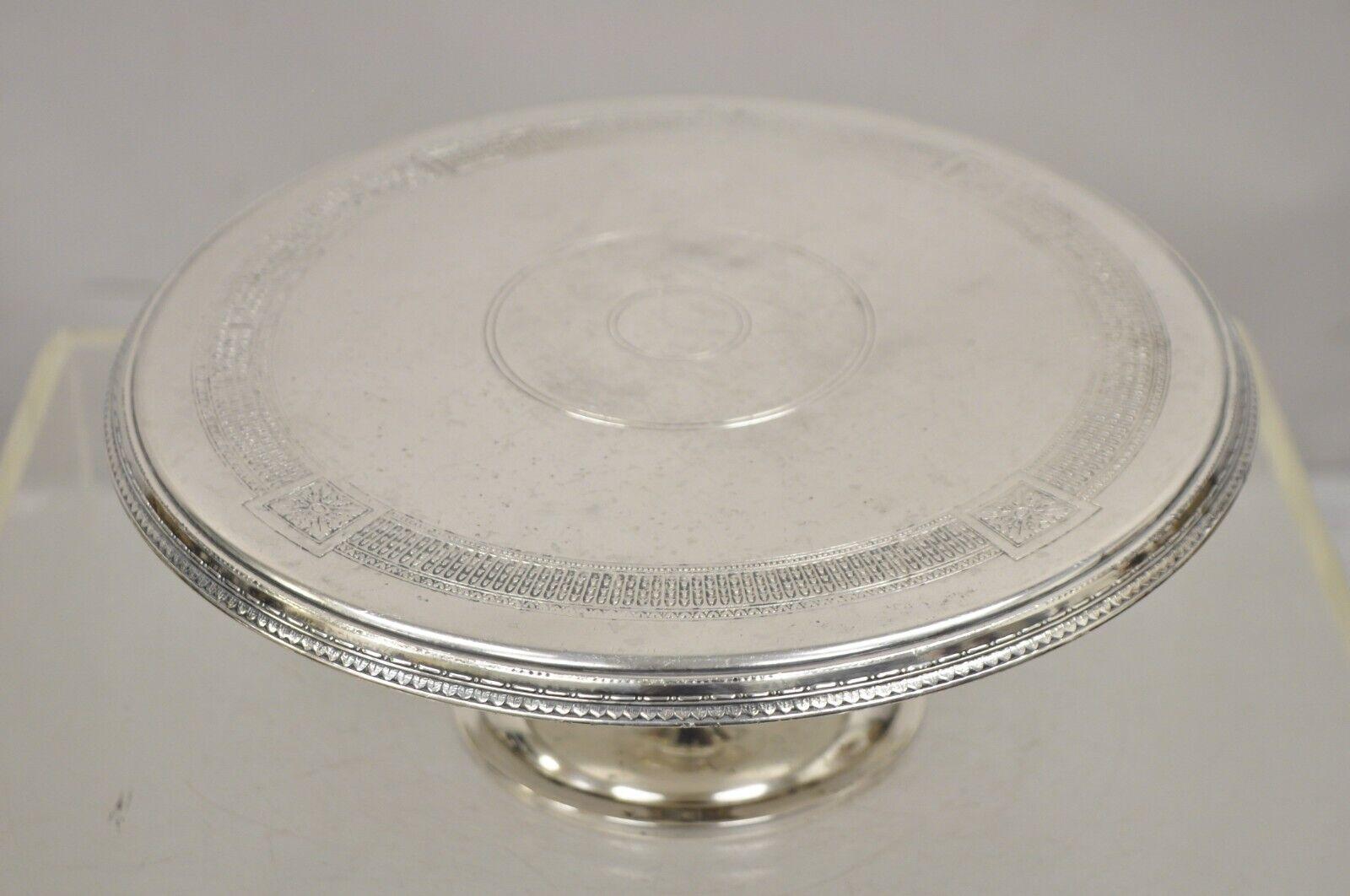 Pairpoint Antique Edwardian Silver Plated Pedestal Base Cake Stand Platter Plate In Good Condition In Philadelphia, PA