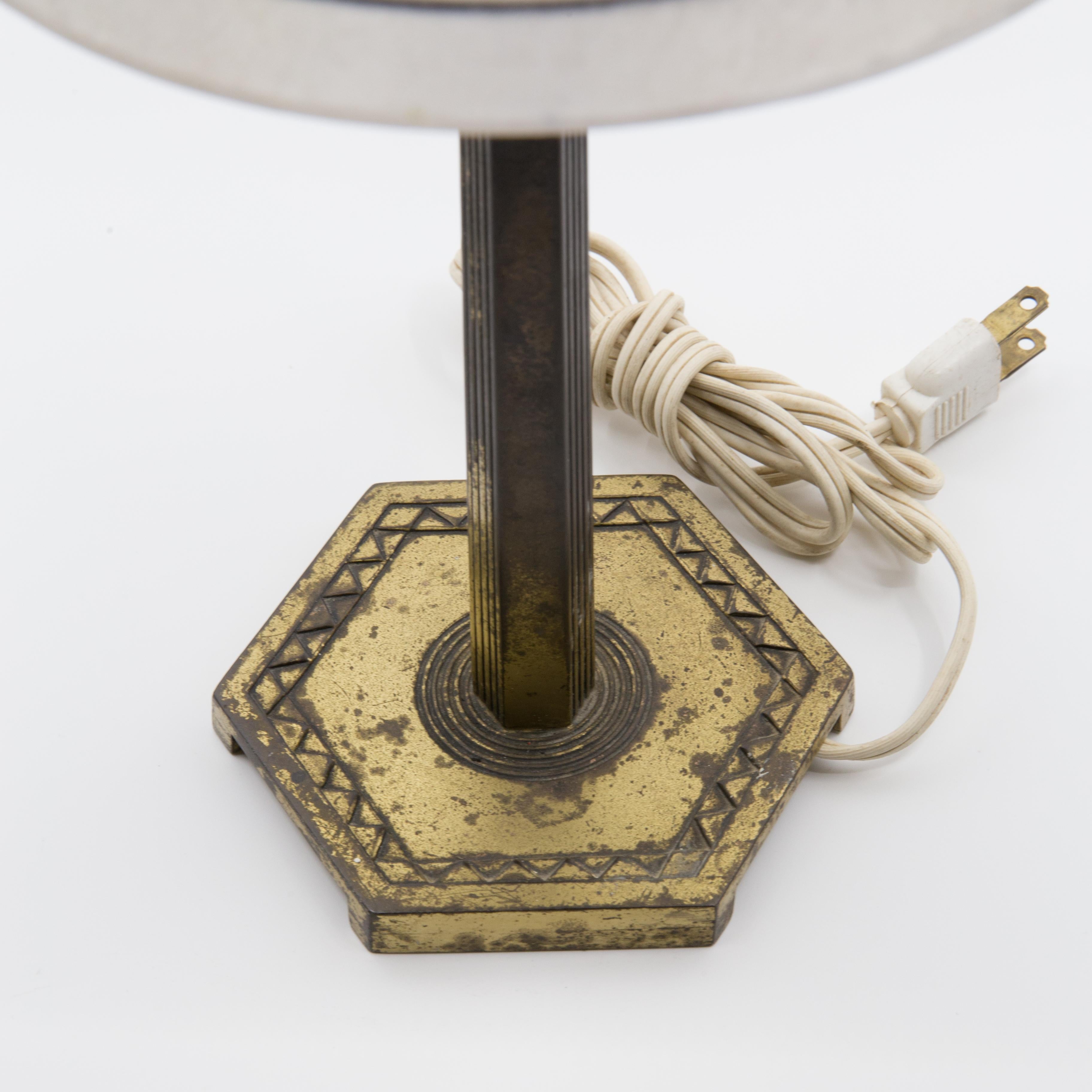 Early 20th Century Pairpoint Art Deco Reverse Painted Signed Desk Lamp, circa 1925