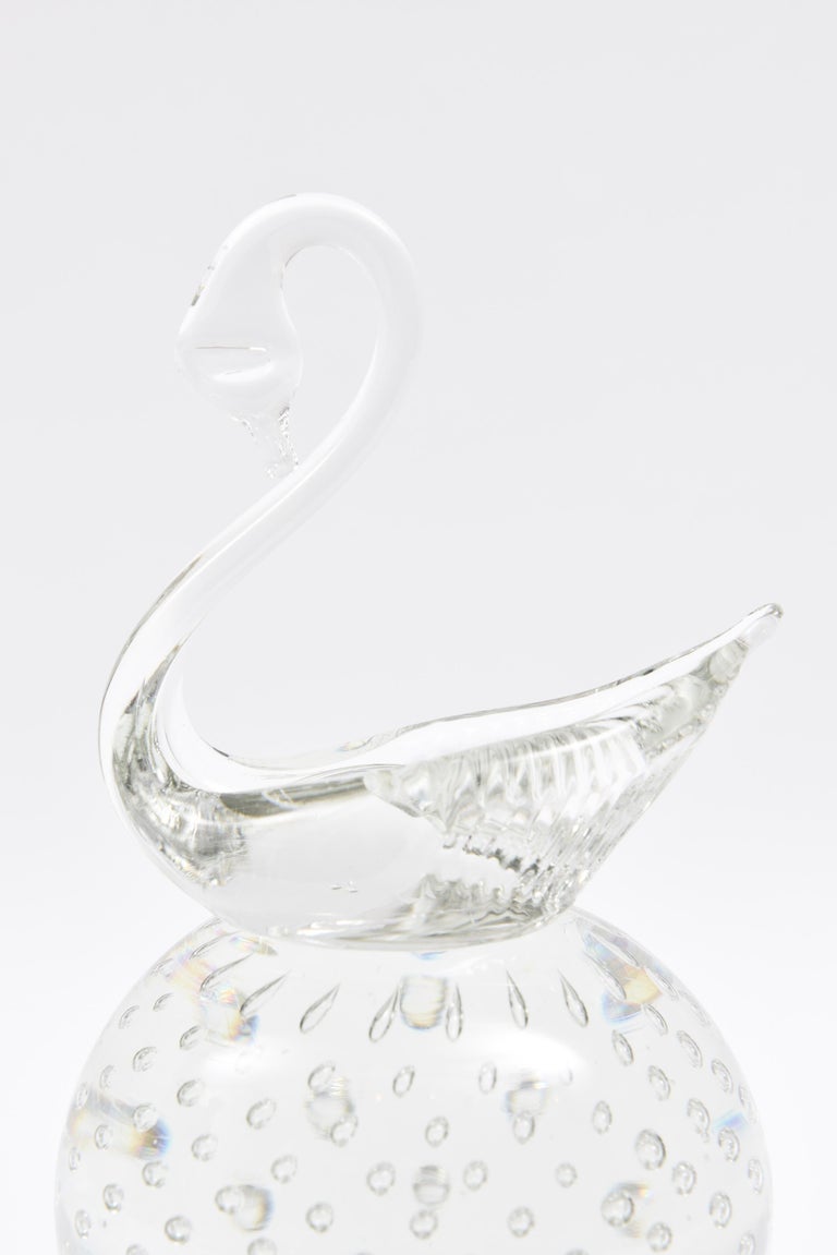 Pairpoint Blown Glass Paperweight, Figural Swan Motif, Vintage, circa