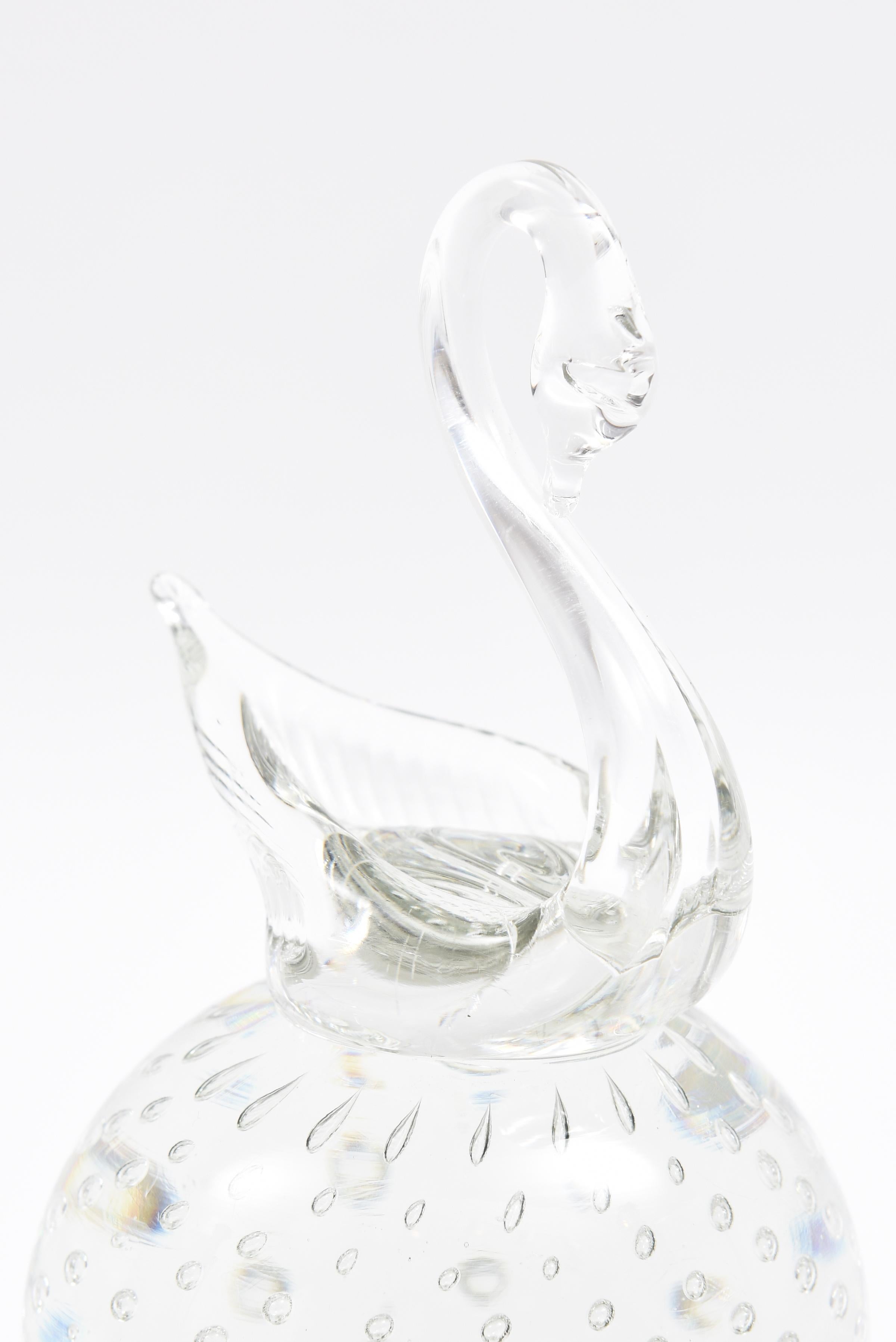 Hand-Crafted Pairpoint Blown Glass Paperweight, Figural Swan Motif, Vintage, circa 1950s For Sale