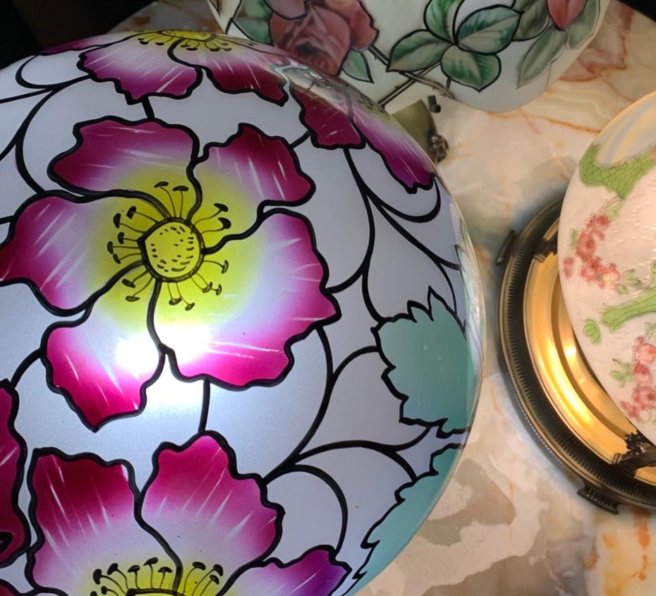 Pairpoint Glass Co. Poppy Flower Stained Glass Table Lamp, Vienna Shade, 1920 In Good Condition For Sale In Brooklyn, NY
