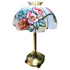 Pairpoint Glass Company Rose Floral Stained Glass Table Lamp, Vienna Shade, 1920