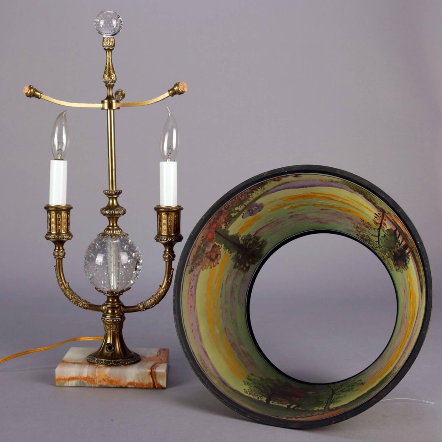 Pairpoint Reverse Painted Directorie Table Lamp, Artist Signed L.H. Gorham 2