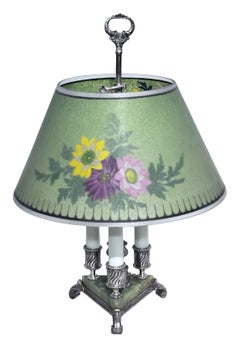 Pairpoint Reverse Painted Glass and Silver Plate Table Lamp, Early 20th Century