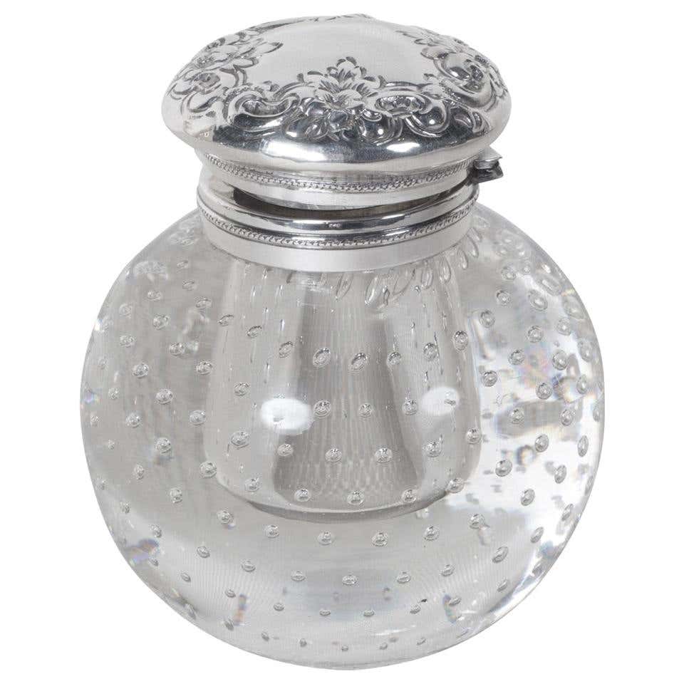 Inkwell-Pairpoint Glass and Sterling with Controlled Bubble Pattern For ...