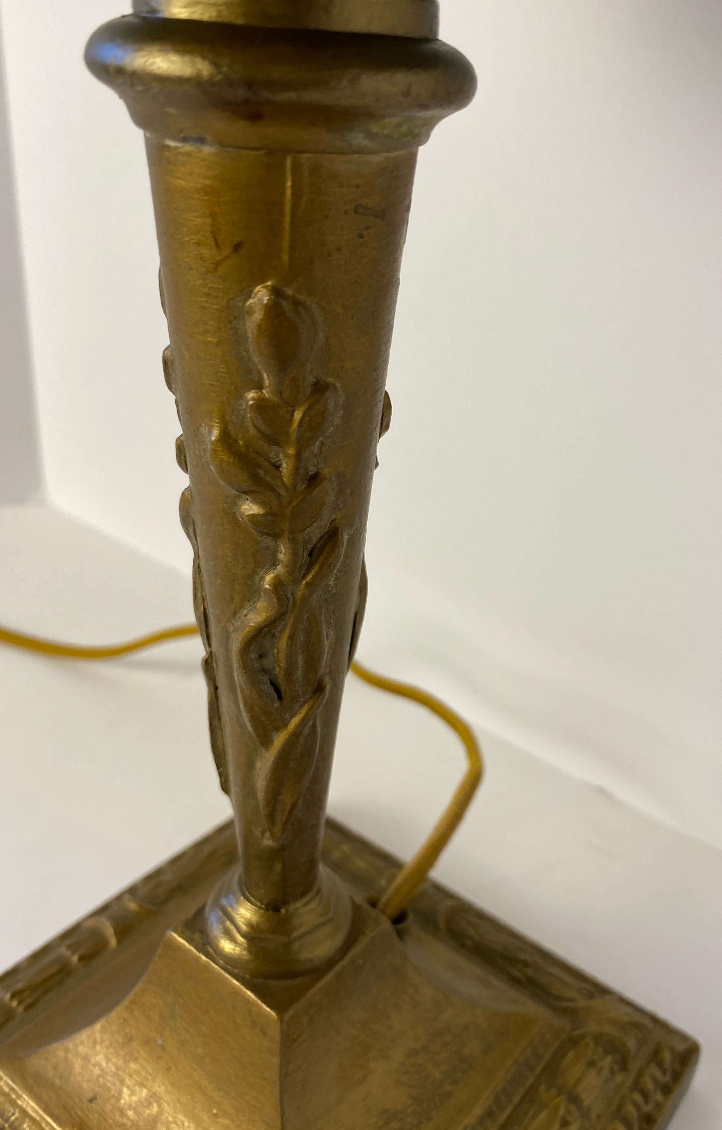 20th Century Pairpoint Style Table Lamp, Czech Art Deco Fruit Basket Lamp For Sale