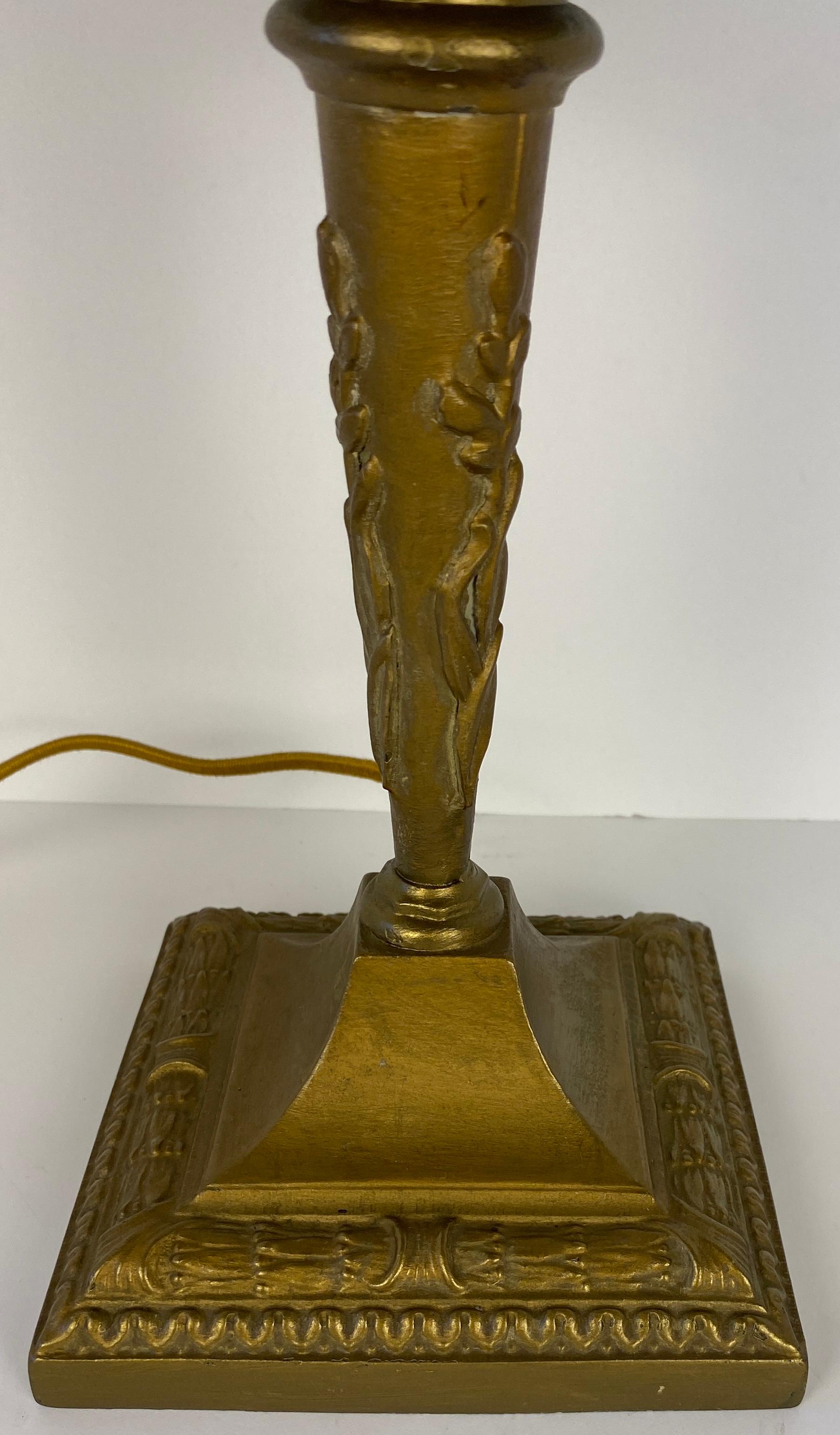 Glass Pairpoint Style Table Lamp, Czech Art Deco Fruit Basket Lamp For Sale