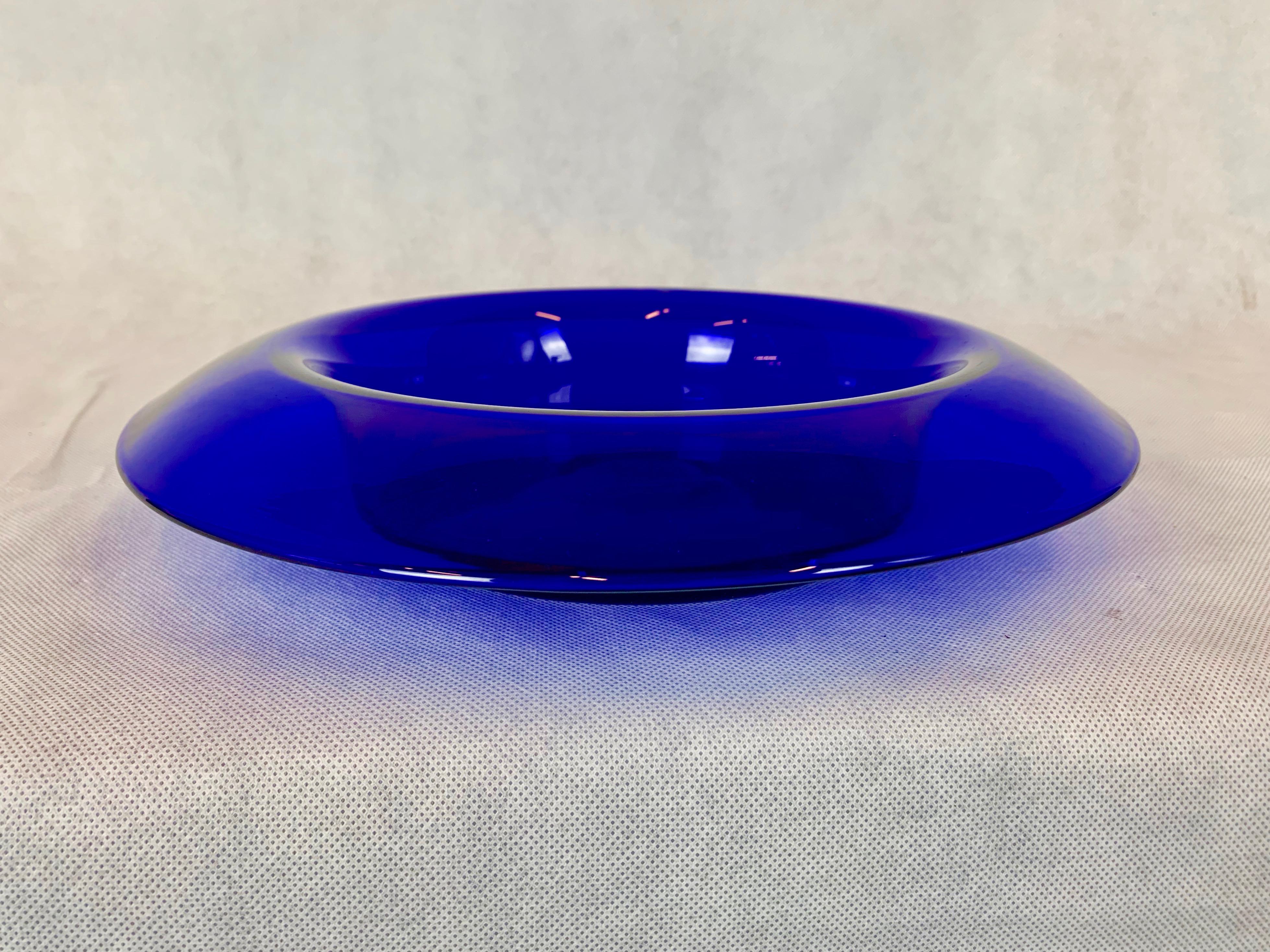 American Pairpoint Type Hand Blown Cobalt Blue Bowlwith Everted Rim