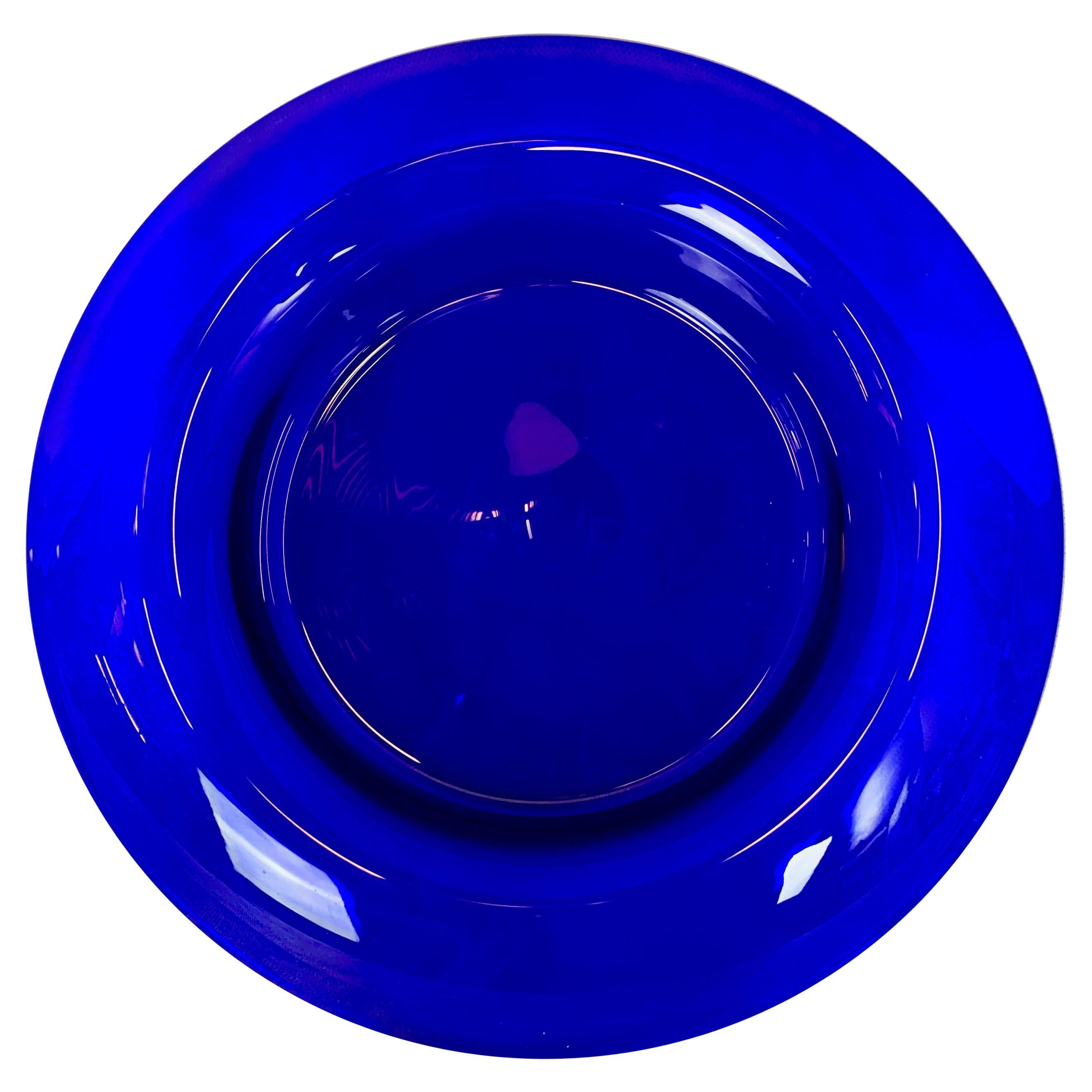 Pairpoint Type Hand Blown Cobalt Blue Bowlwith Everted Rim
