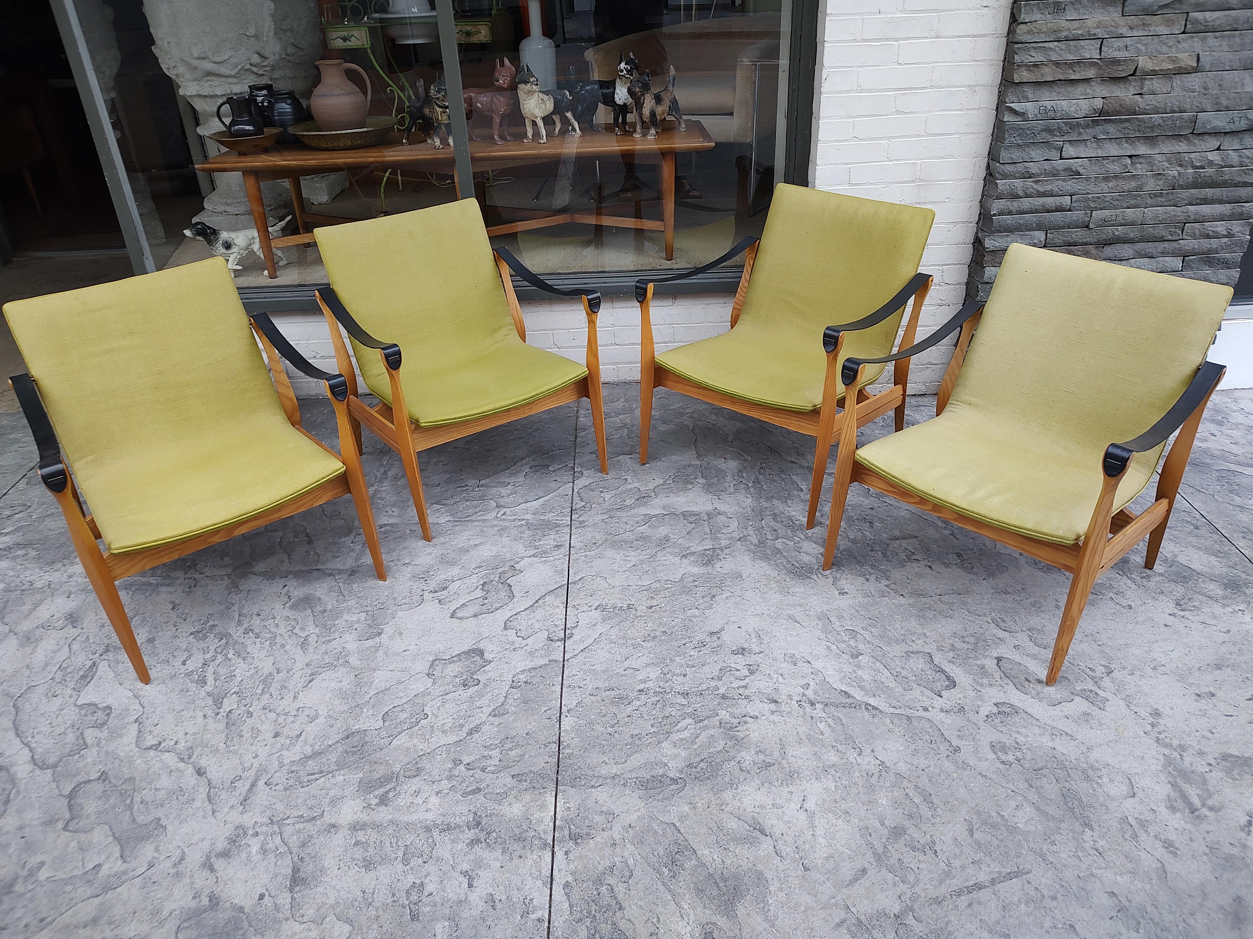 Pair of Mid-Century Modern Safari Chairs by Karen & Ebbe Clemmensen 4 Hansen For Sale 4