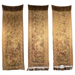 Pairs French Woven Tapestries of Animals and Floral Landscapes