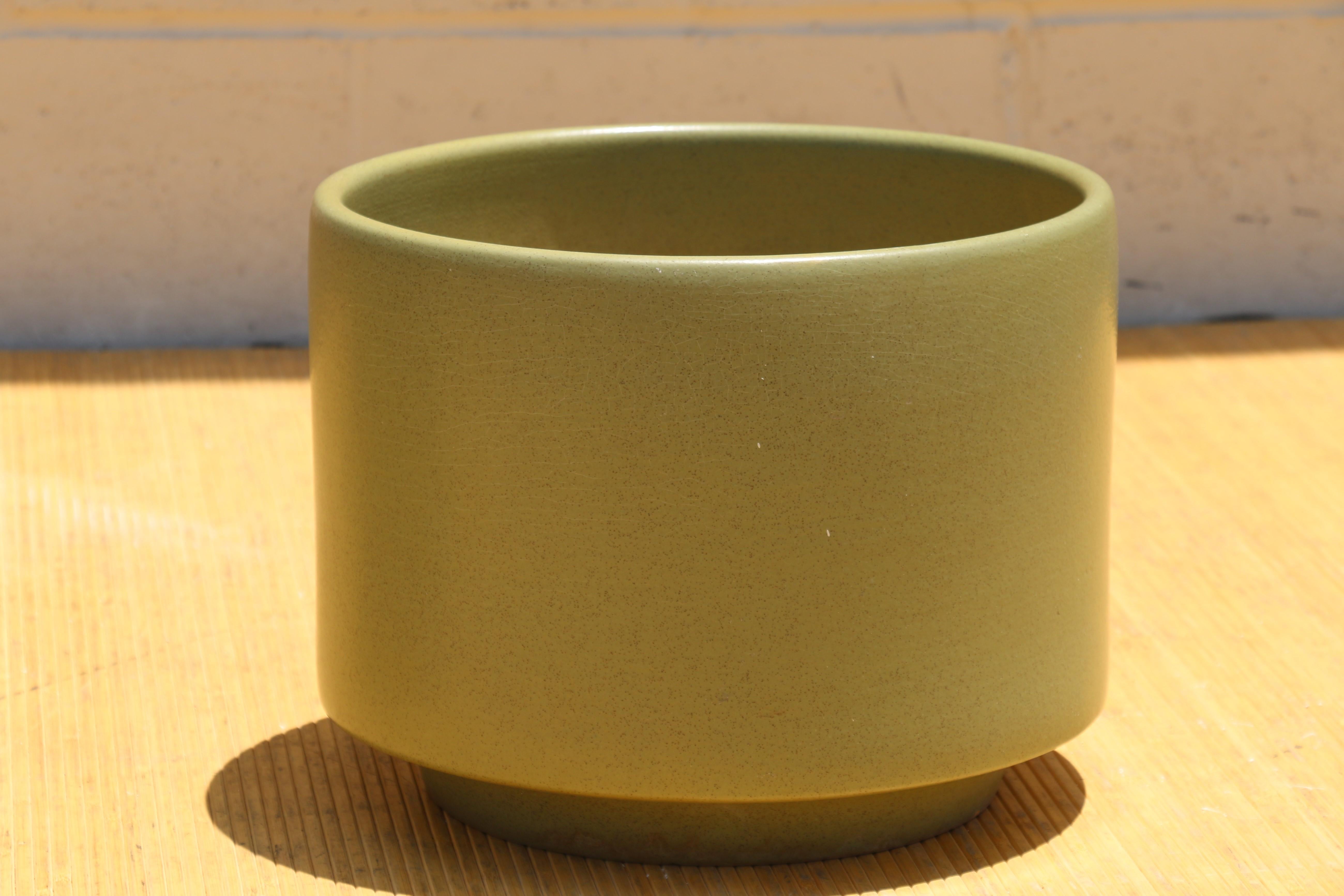 Pairs of 1970s Gainey Art Pottery Modern Planters in Satin Green Glaze 2
