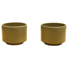Pairs of 1970s Gainey Art Pottery Modern Planters in Satin Green Glaze