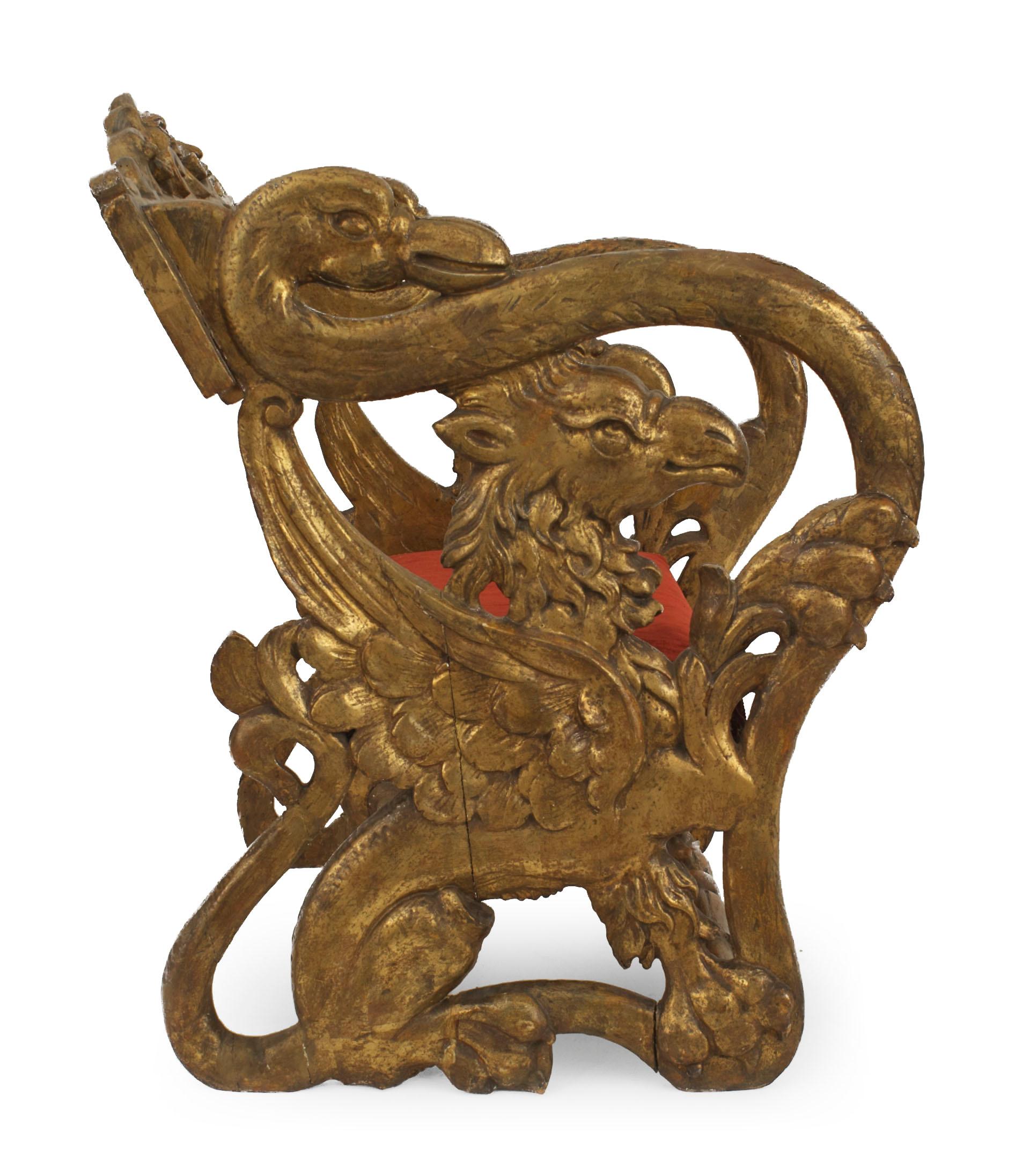Paire de chaises bouffons italiennes de style Renaissance du XIXe siècle 1