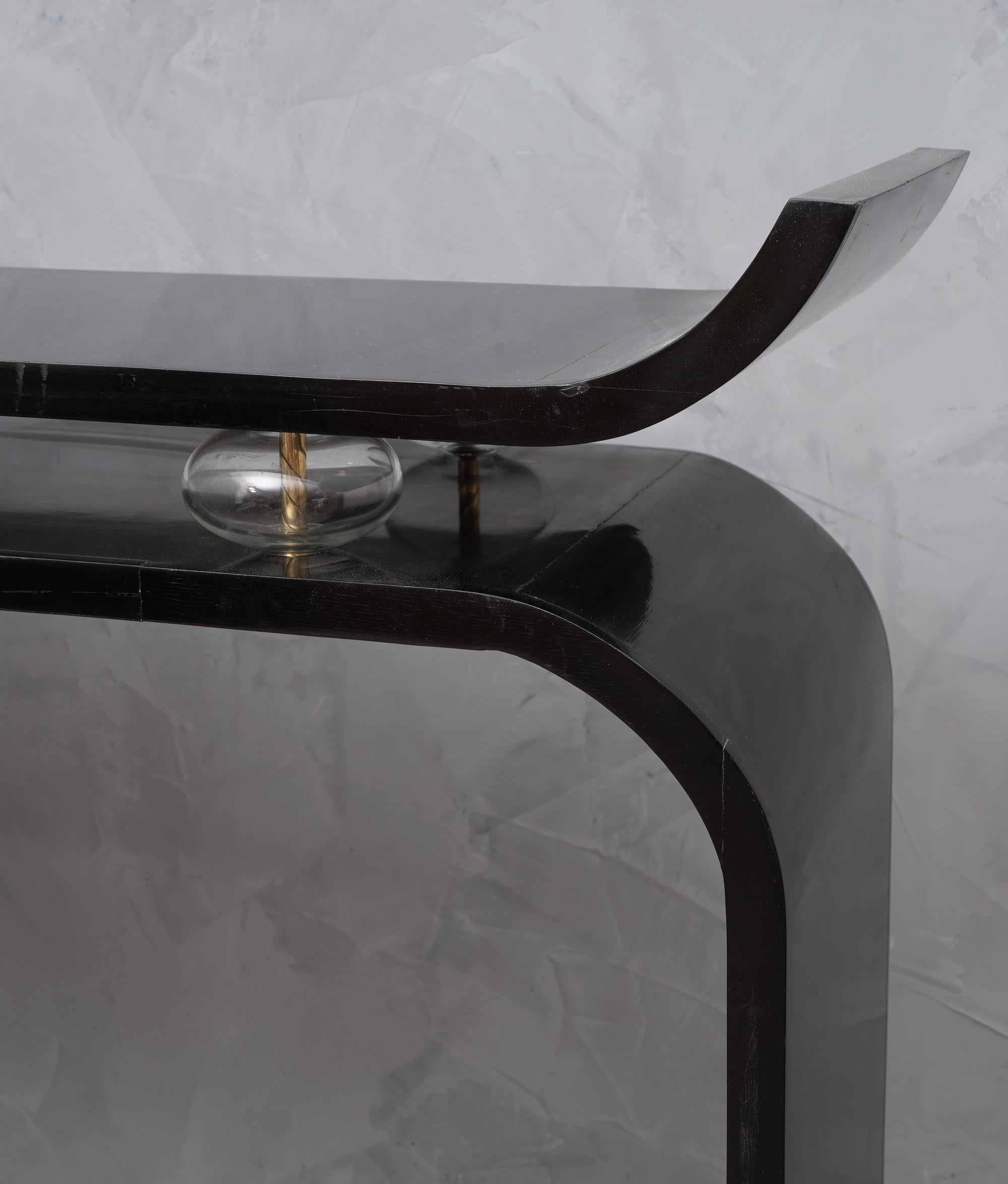 Art Deco Glass and Brass Console Tables, 1920 In Good Condition In Rome, IT