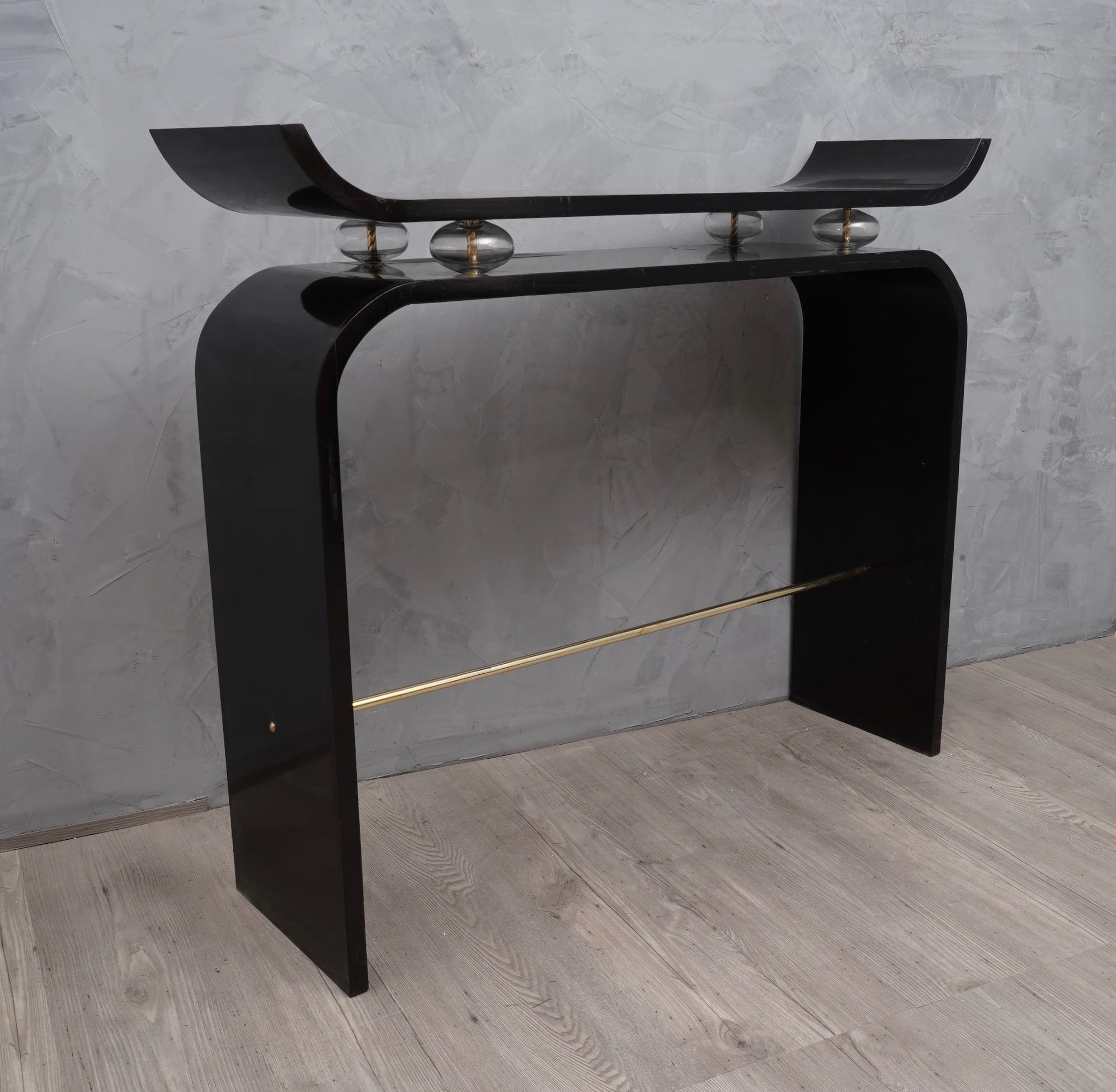 Art Deco Glass and Brass Console Tables, 1920 2