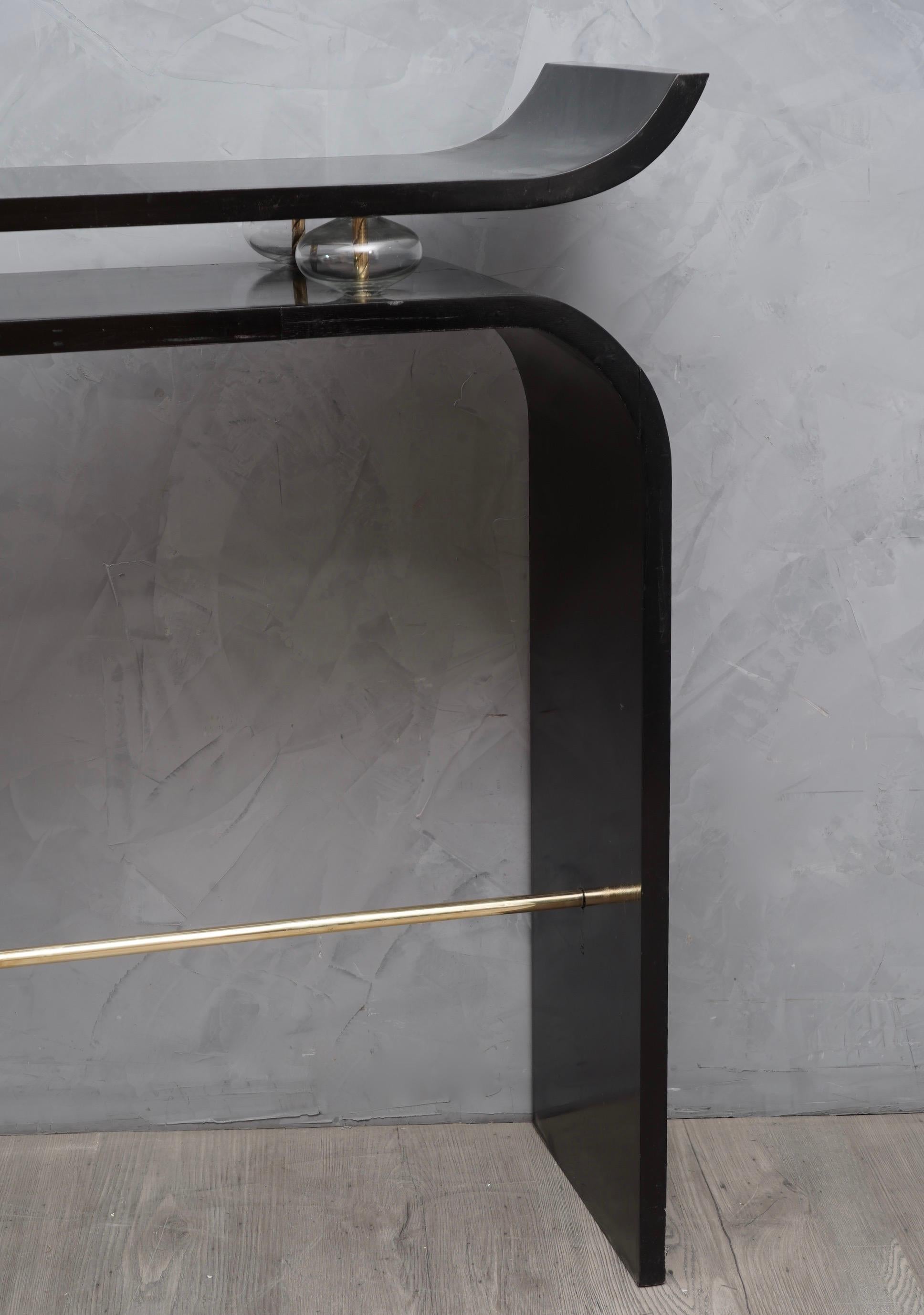 Art Deco Glass and Brass Console Tables, 1920 3