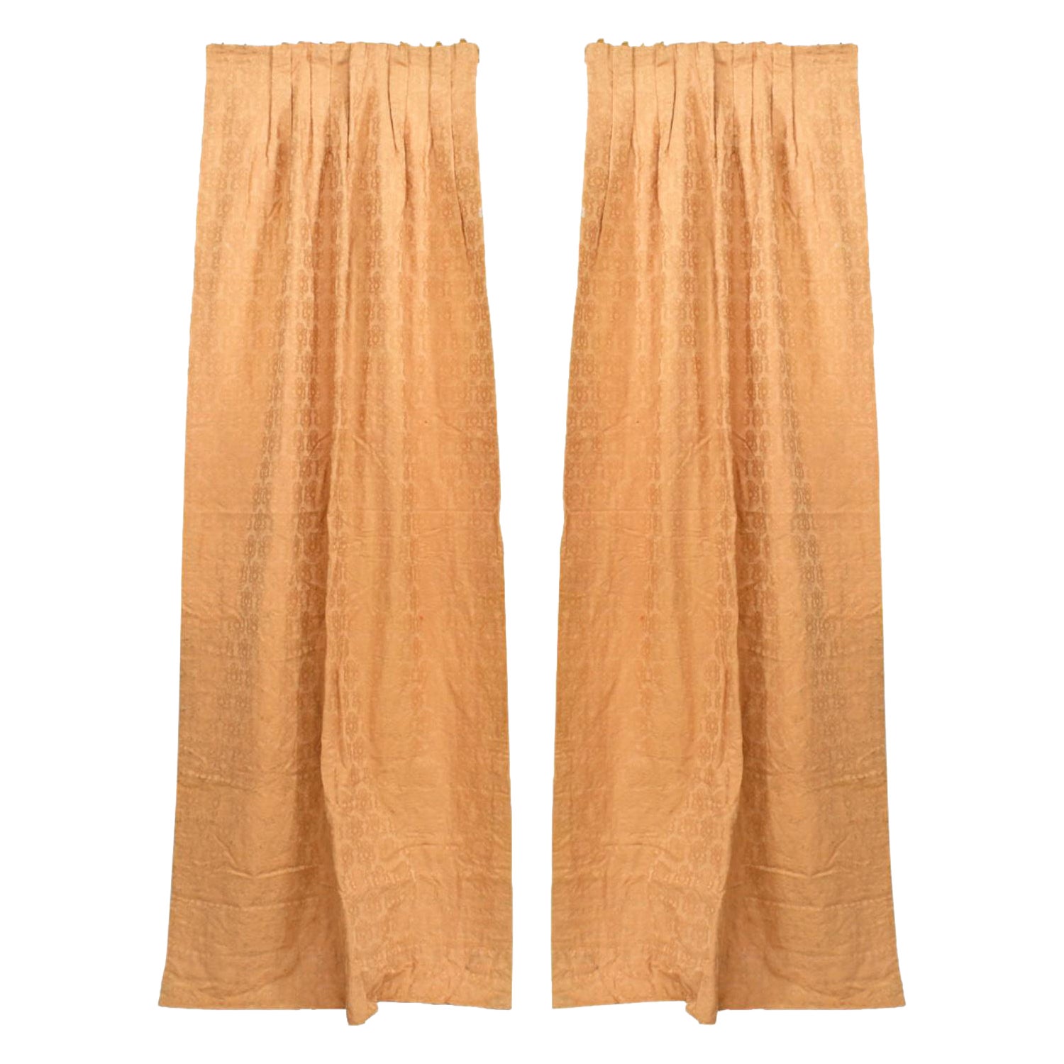 Pairs of English Victorian Style Pink Silk Brocade Drapes