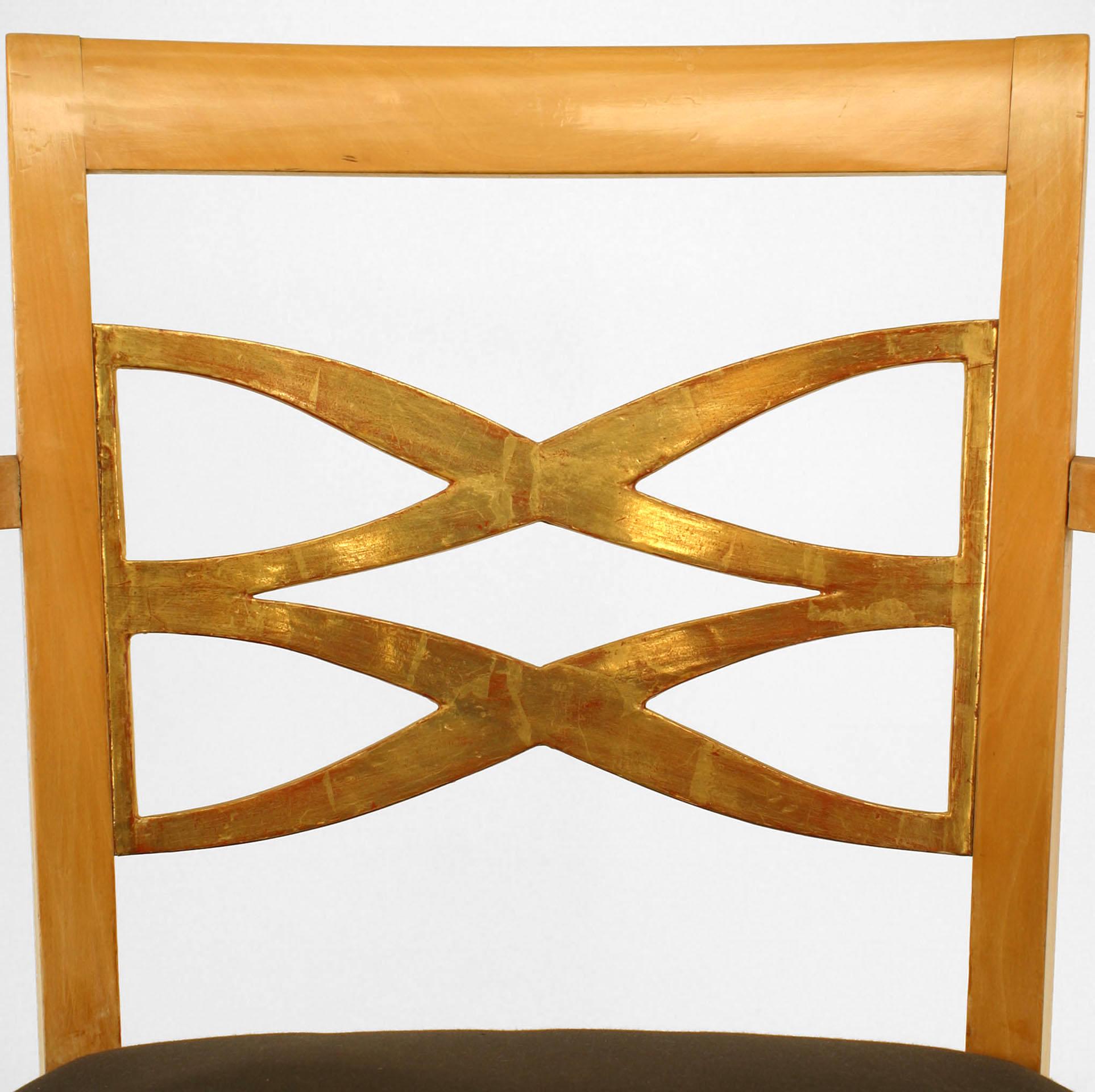 Mid-20th Century Pairs of French 1940s Sycamore Arm Chairs, Attrib. to Batistin Spade 