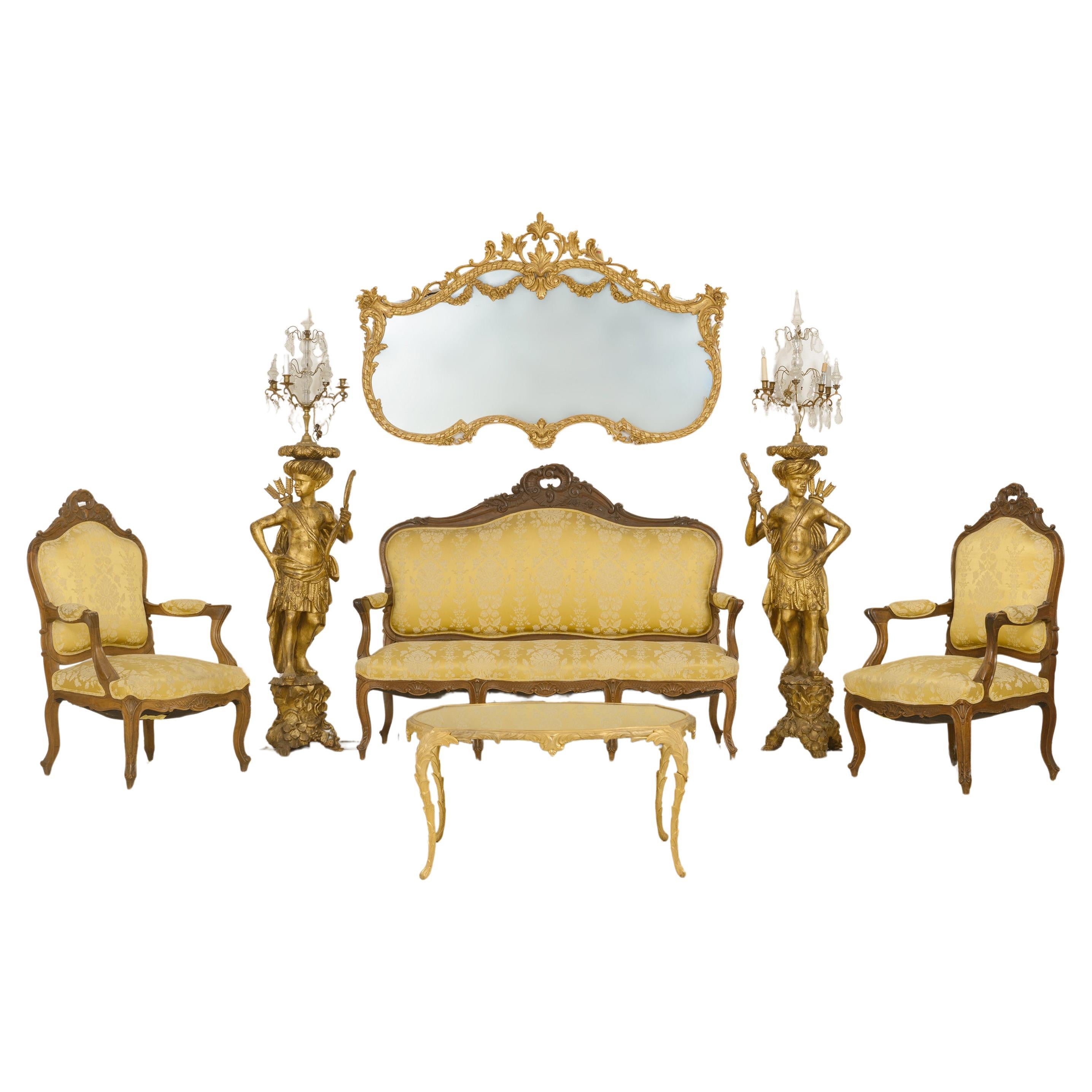 Pairs of French Louis XV Style Bronze and Crystal Candelabras