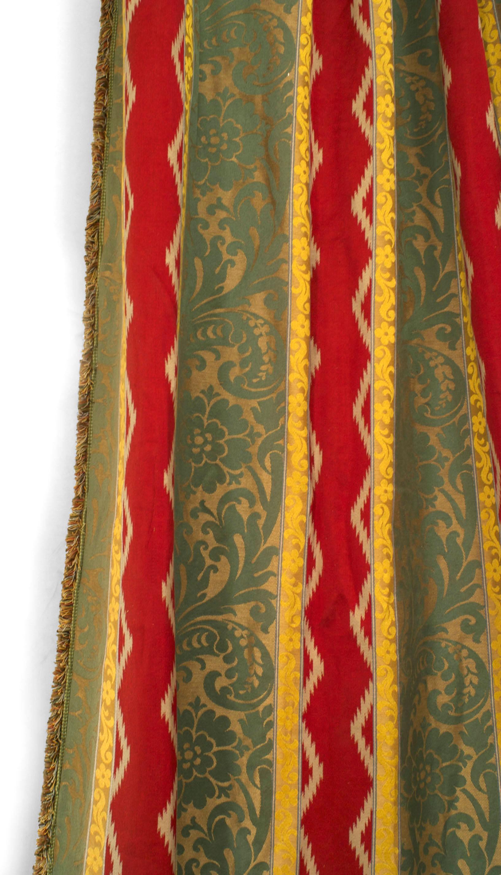 19th Century Pairs of French Victorian Damask Striped Drapes For Sale