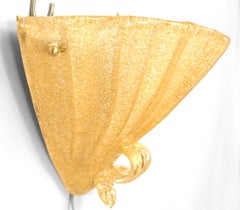 4 Italian Venetian Murano Ventola Gold Glass Wall Sconces