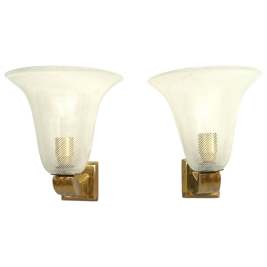 4 Italian Mid-Century Murano Glass Wall Sconces For Sale