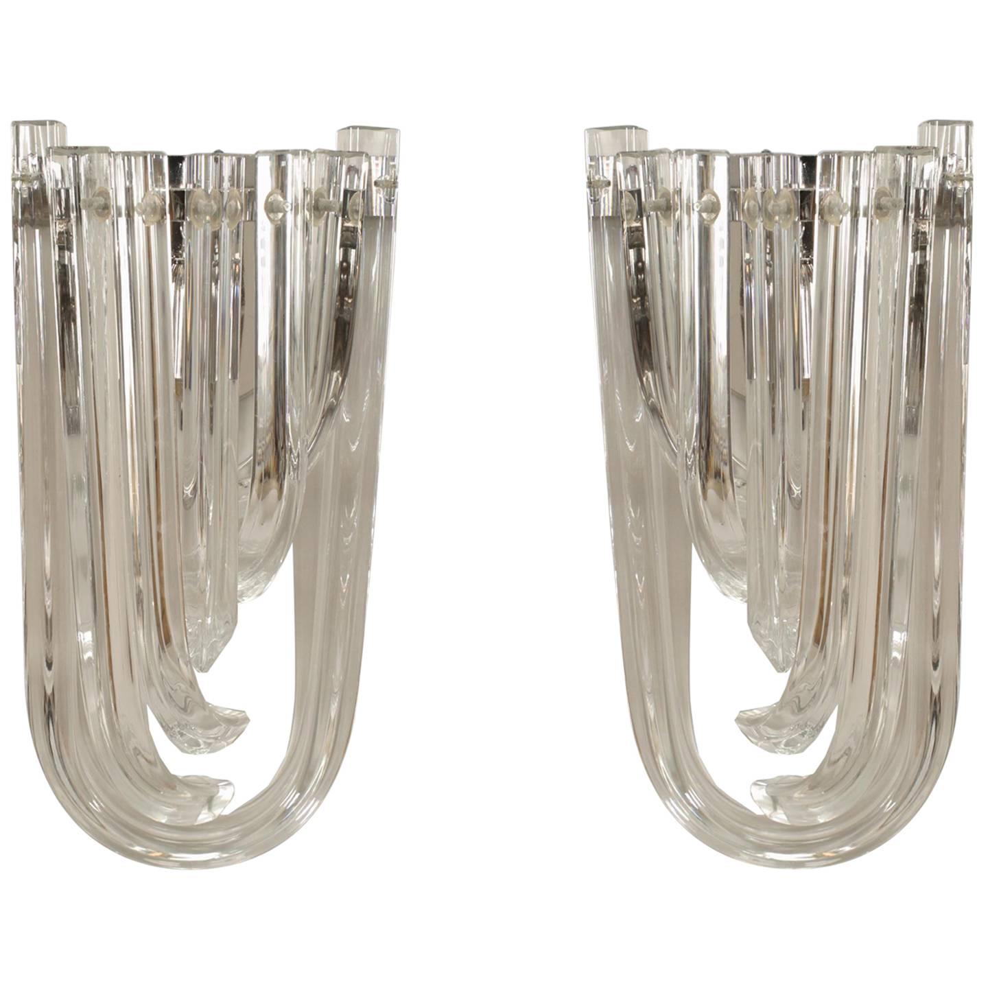 8 Italian Contemporary Glass Wall Sconces For Sale