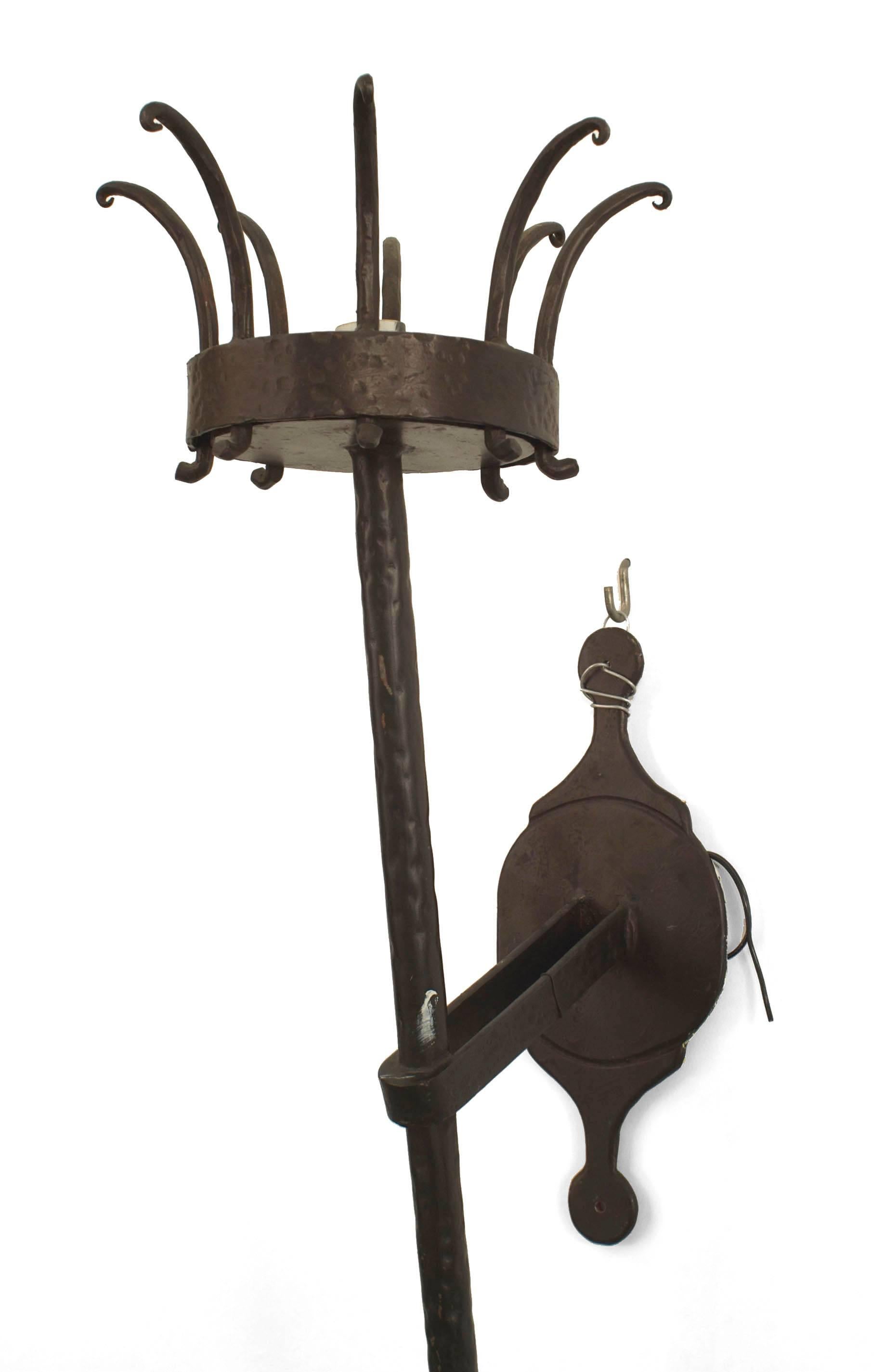 Renaissance Revival 4 Italian Renaissance Style Wrought Iron and Glass Torch Wall Sconces For Sale