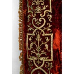 Pairs of Italian Renaissance Style Scarlet Velvet Embroidered Drapes