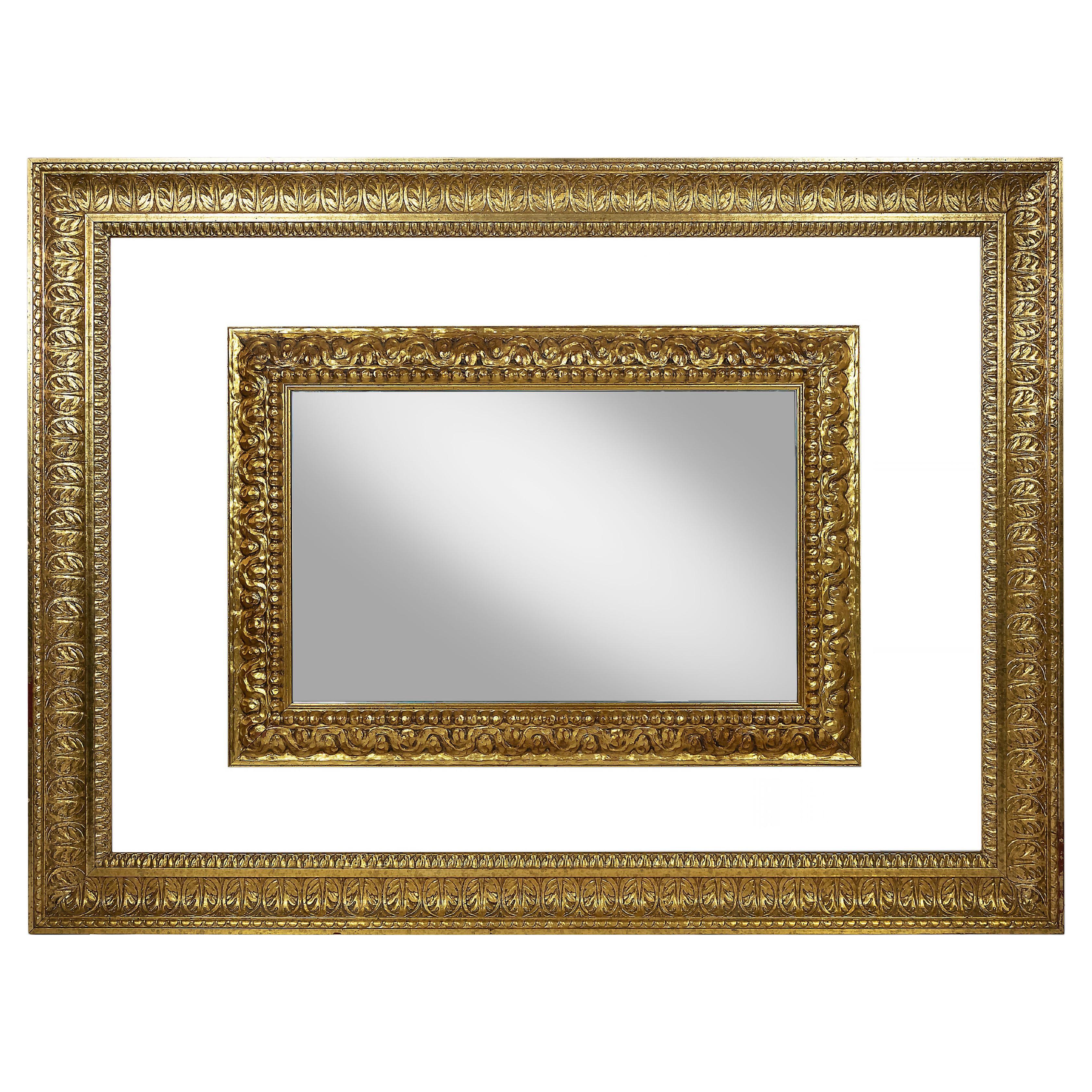 20th Century Pair of Large Italian Hand-Carved Gilt Wood Wall Mirrors For Sale