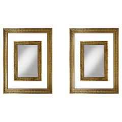 Pairs of Large Antique Italian Hand-Carved Gilt Wood Wall Mirrors