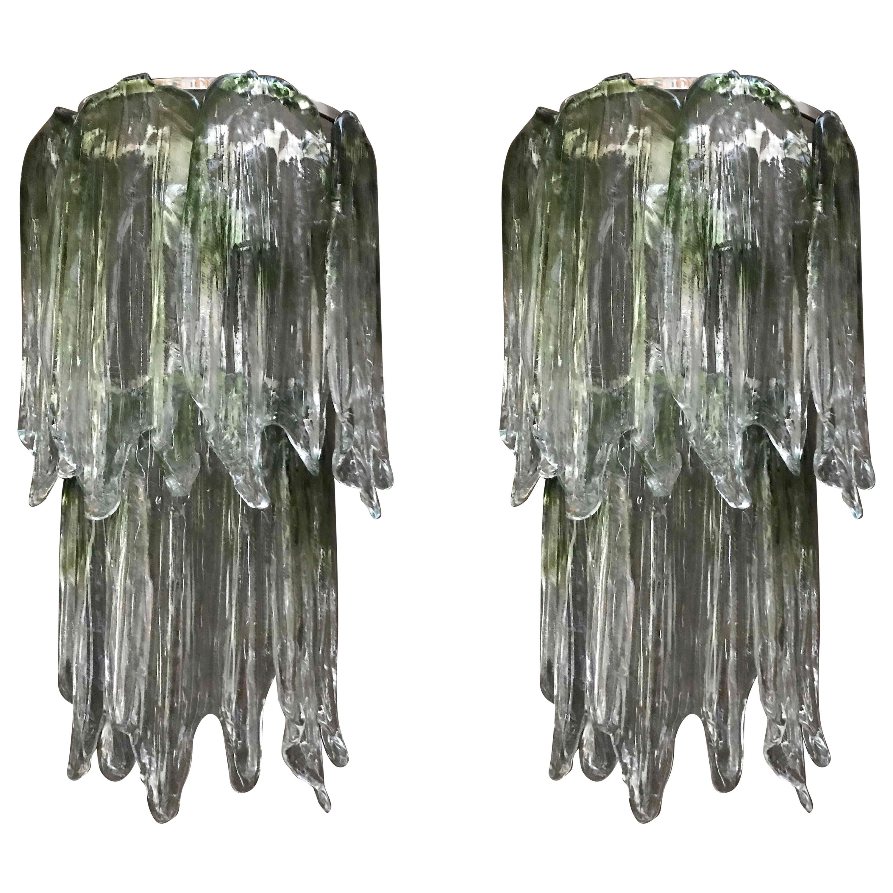 Pair of Large Fiamme Sconces by Mazzega