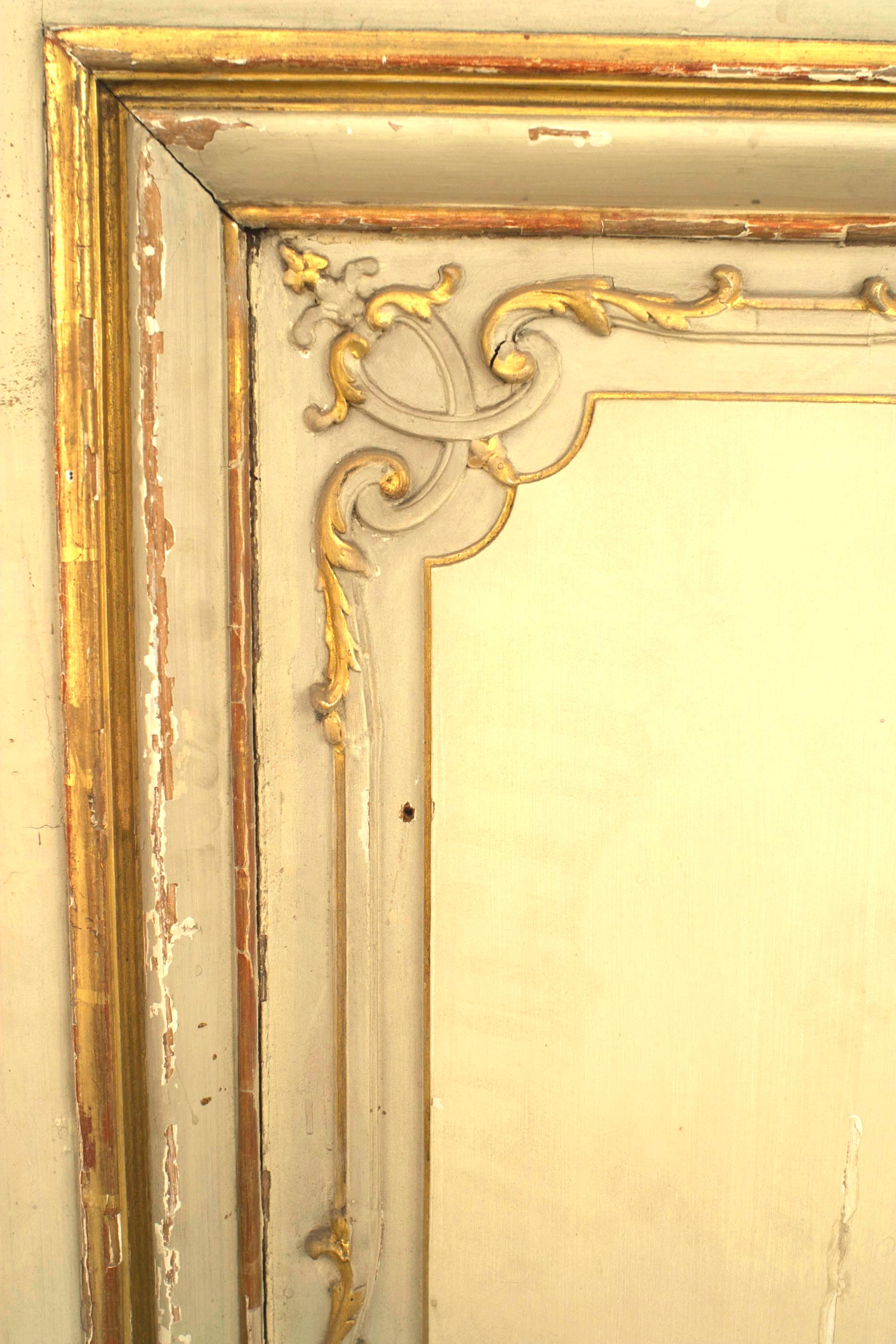 19th Century Pair of French Louis XV Style Gilt and White Painted Doors For Sale