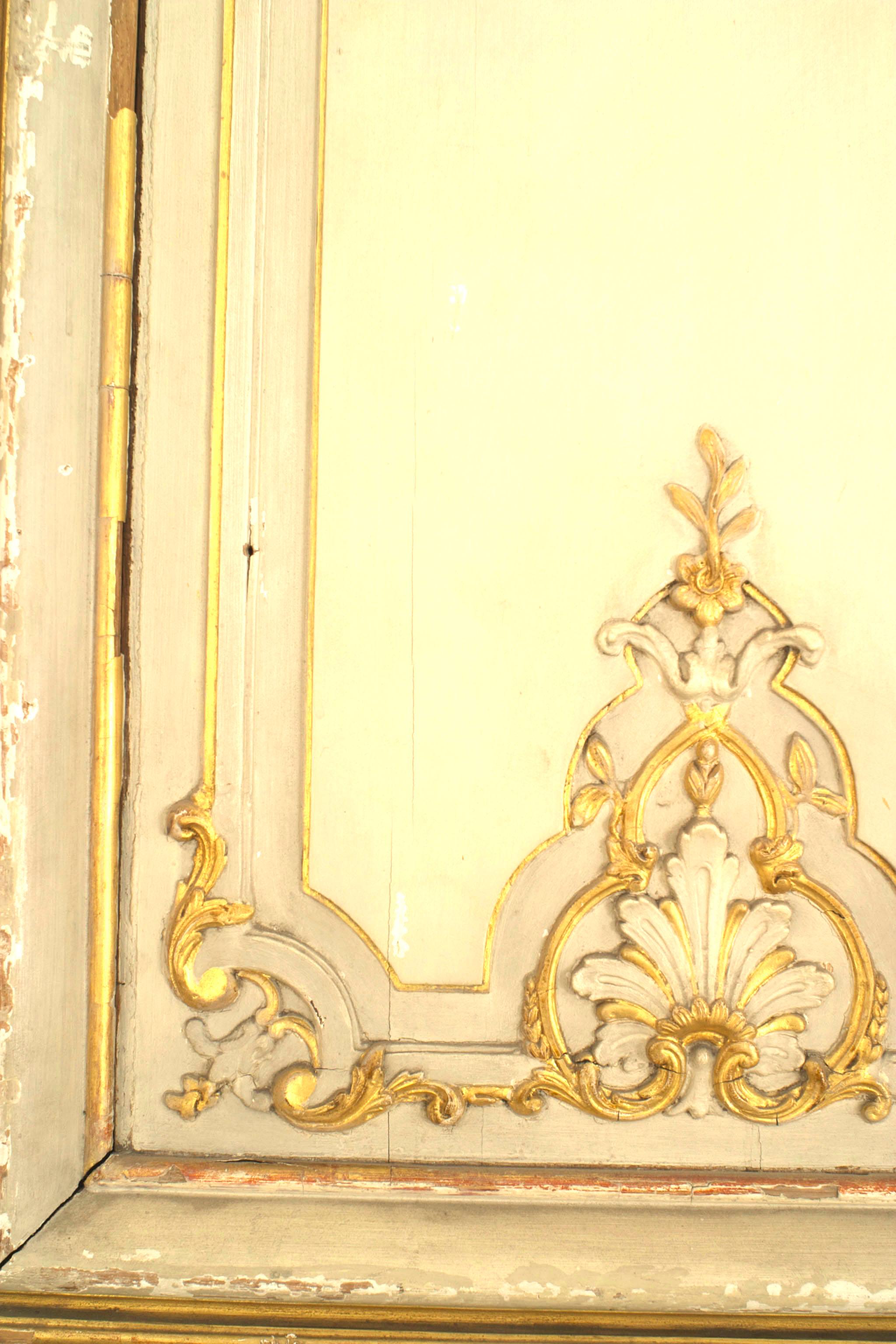 Ormolu Pair of French Louis XV Style Gilt and White Painted Doors For Sale