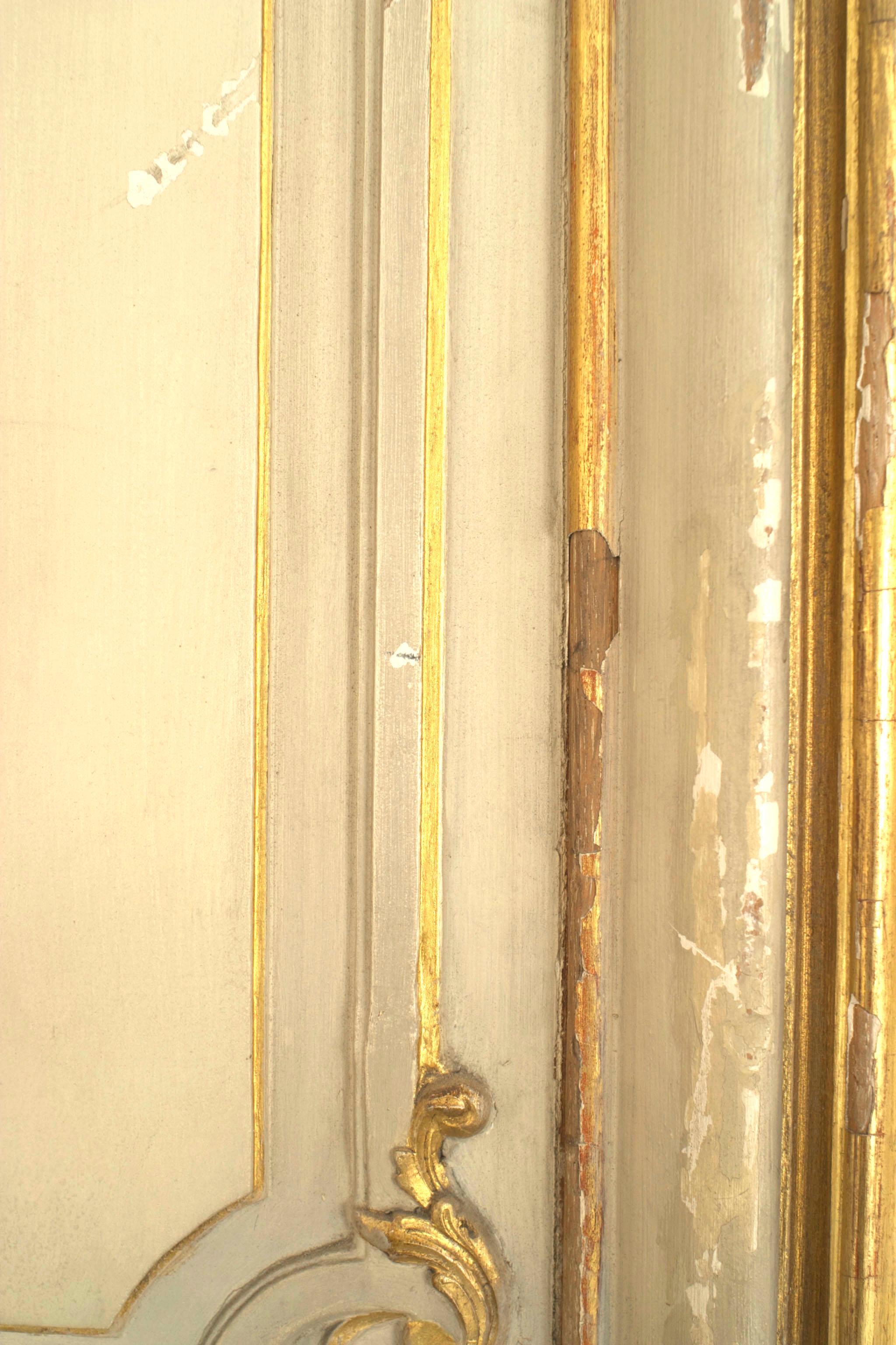 Pair of French Louis XV Style Gilt and White Painted Doors For Sale 3