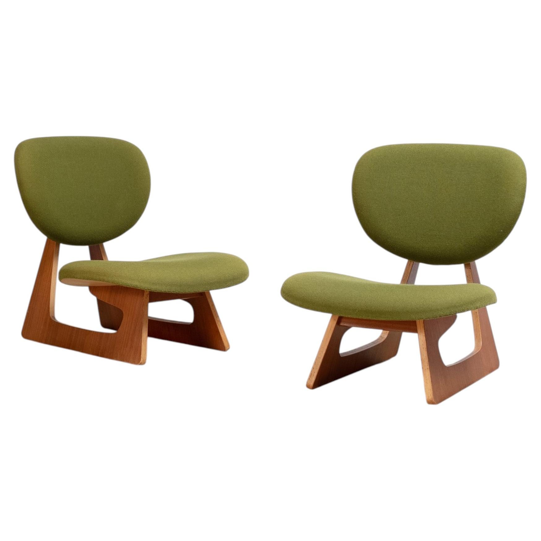 Paires de chaises longues basses, Daisaku Cho, Japon, années 1970