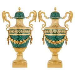 Pairs of Malachite Vases Louis XVI Style