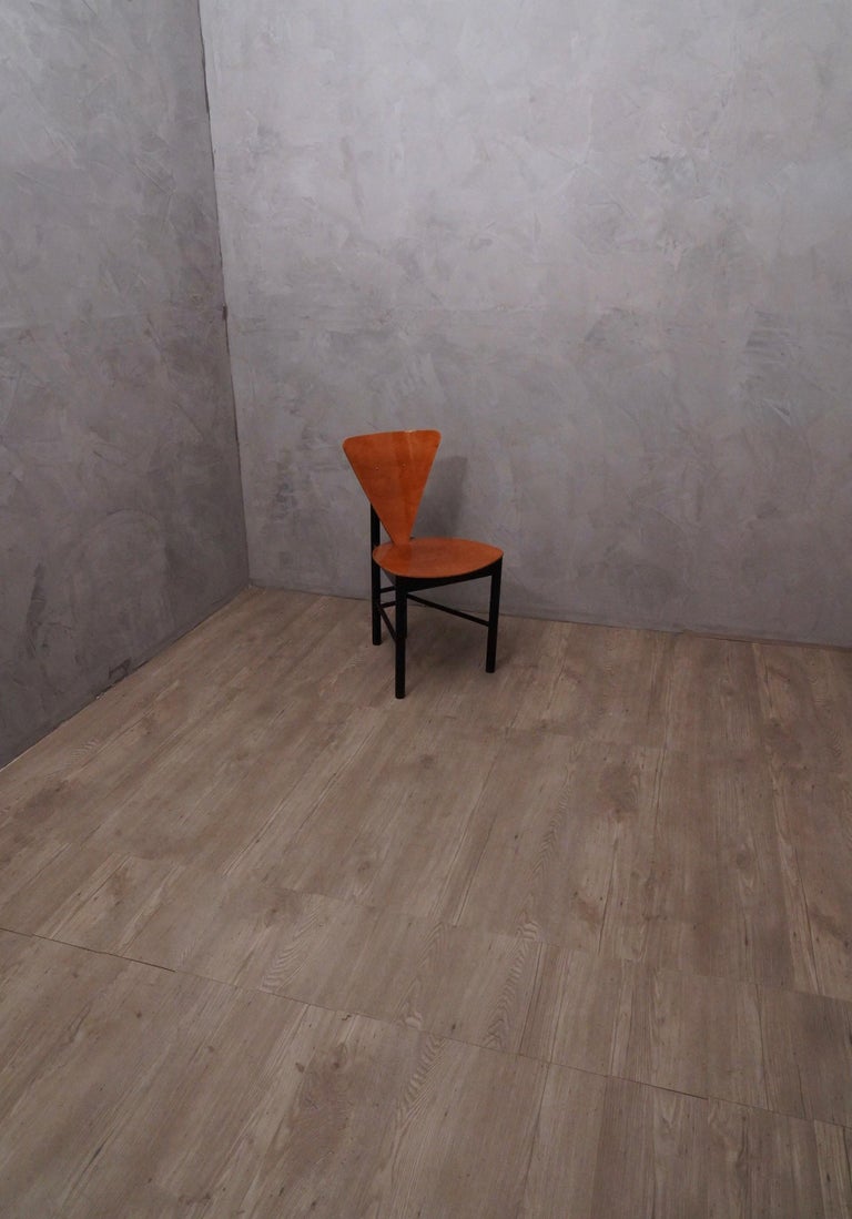 Pairs Of Midcentury Triangular Shape Italian Side Chairs 1950