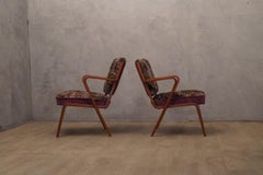 Paire de fauteuils italiens du milieu du siècle en velours violet, 1950
