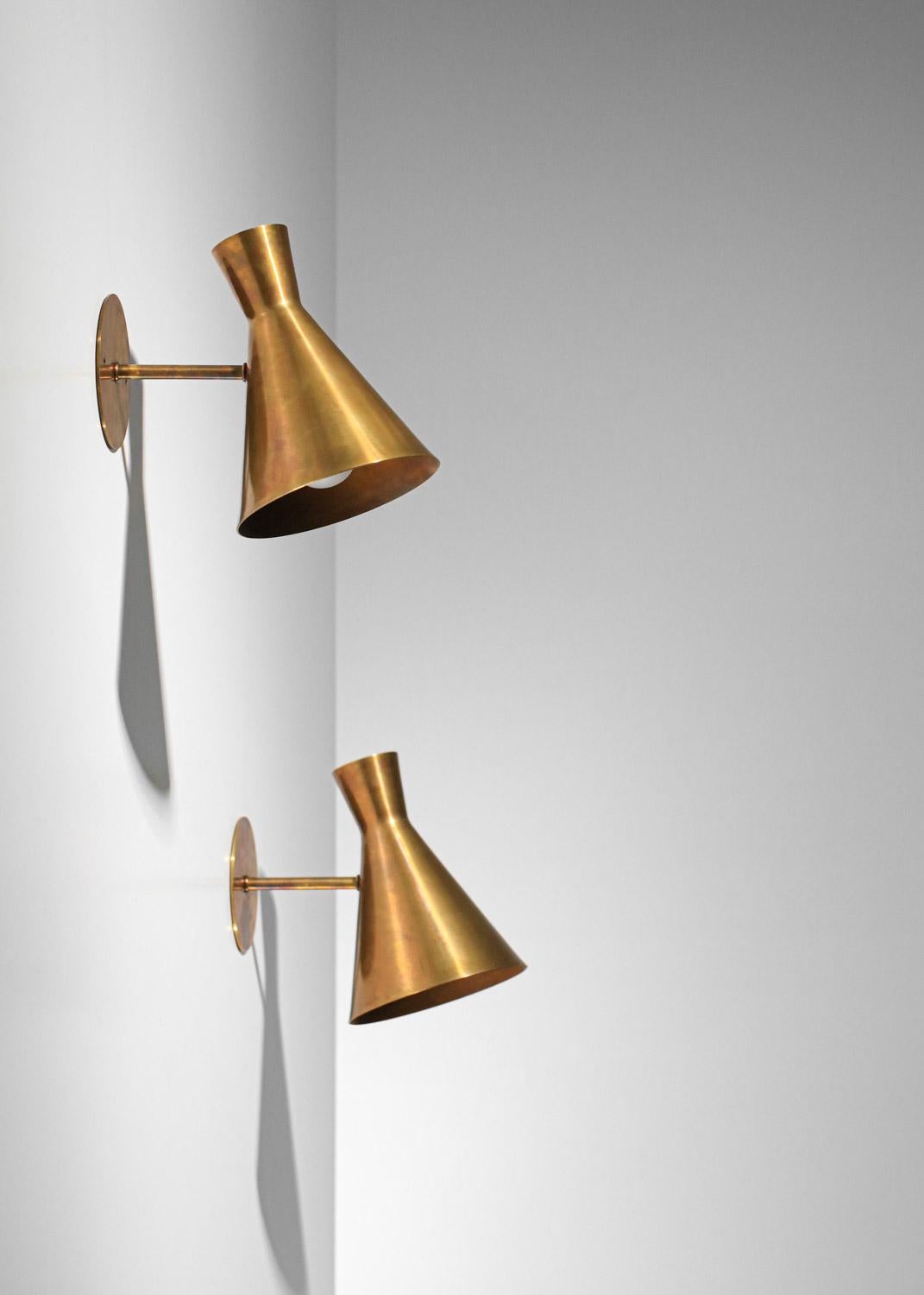 French Danke studio sconces massive brass diabolo  For Sale